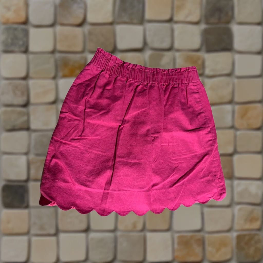 J.Crew J.CREW Linen Blend Skirt Women Size 8 Pink Scalloped Trim Elastic Waist Knit Solid Long Vintage: No Size 30" / US 8 / IT 44 - 1 Thumbnail