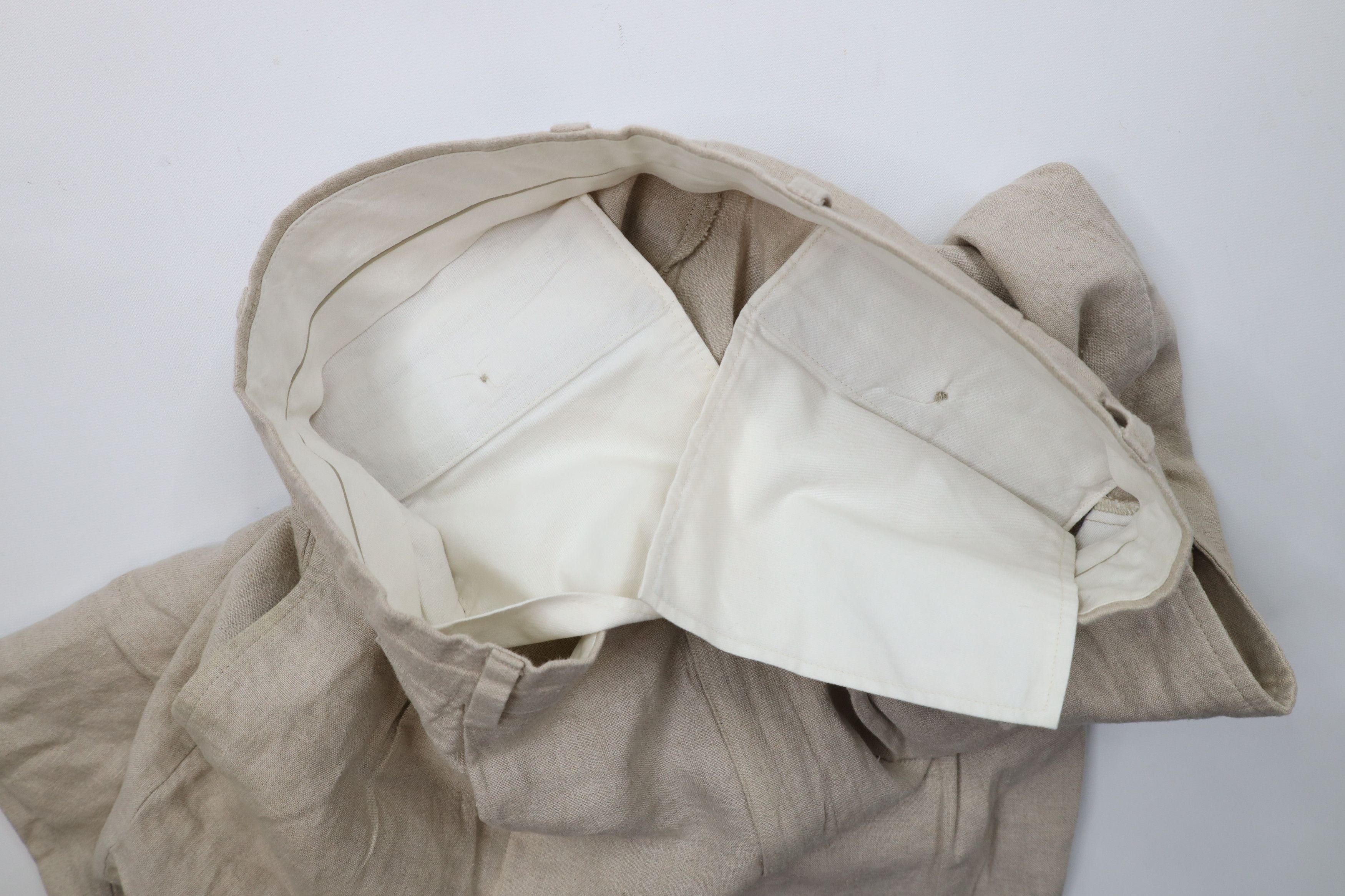 Vintage Vintage 90s Y2K Streetwear Cuffed Linen Chino Pants Beige Size US 34 / EU 50 - 8 Thumbnail