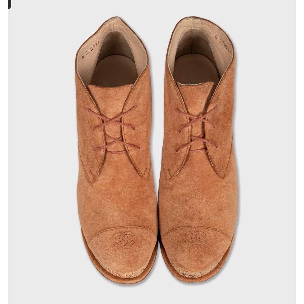 Chanel Chanel Brown Suede Lace-Up Ankle Boots - Size 39 Size US 8 / IT 38 - 2 Thumbnail