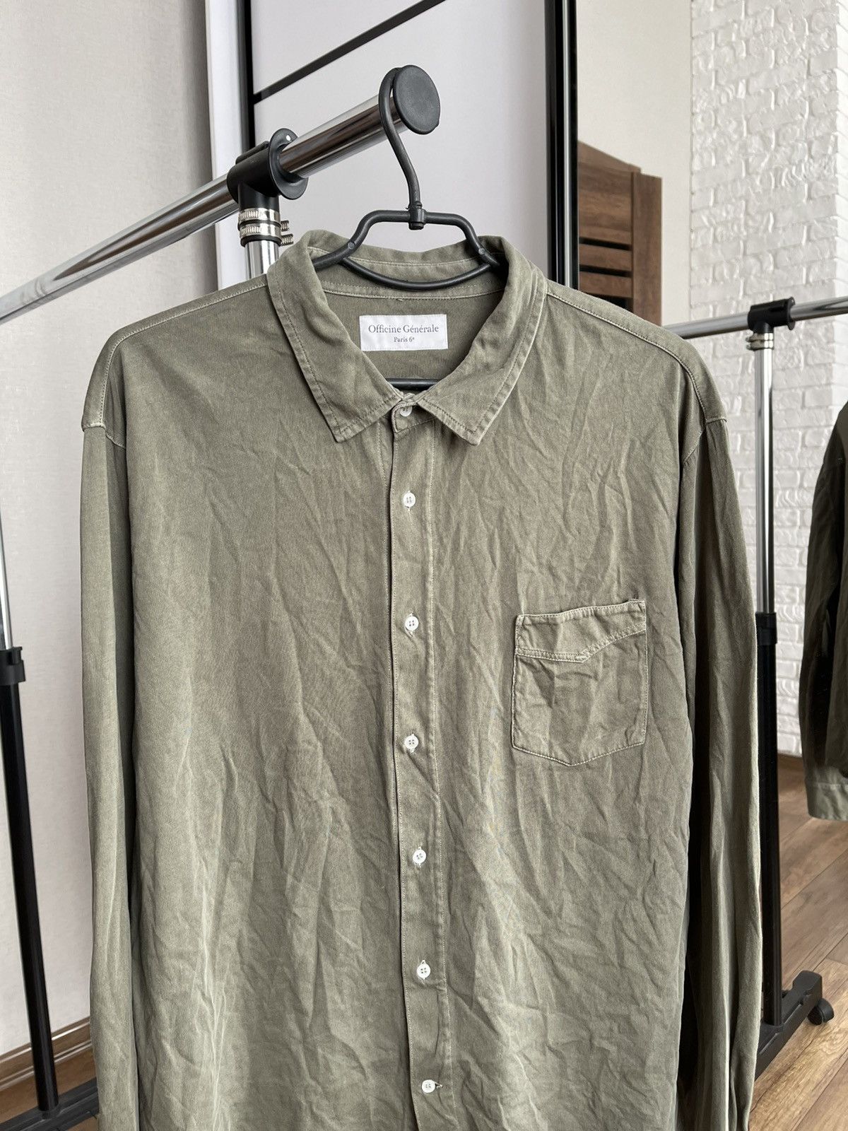 Officine Generale Officine Generale Paris Jersey Shirt Button Up Size US XL / EU 56 / 4 - 5 Thumbnail