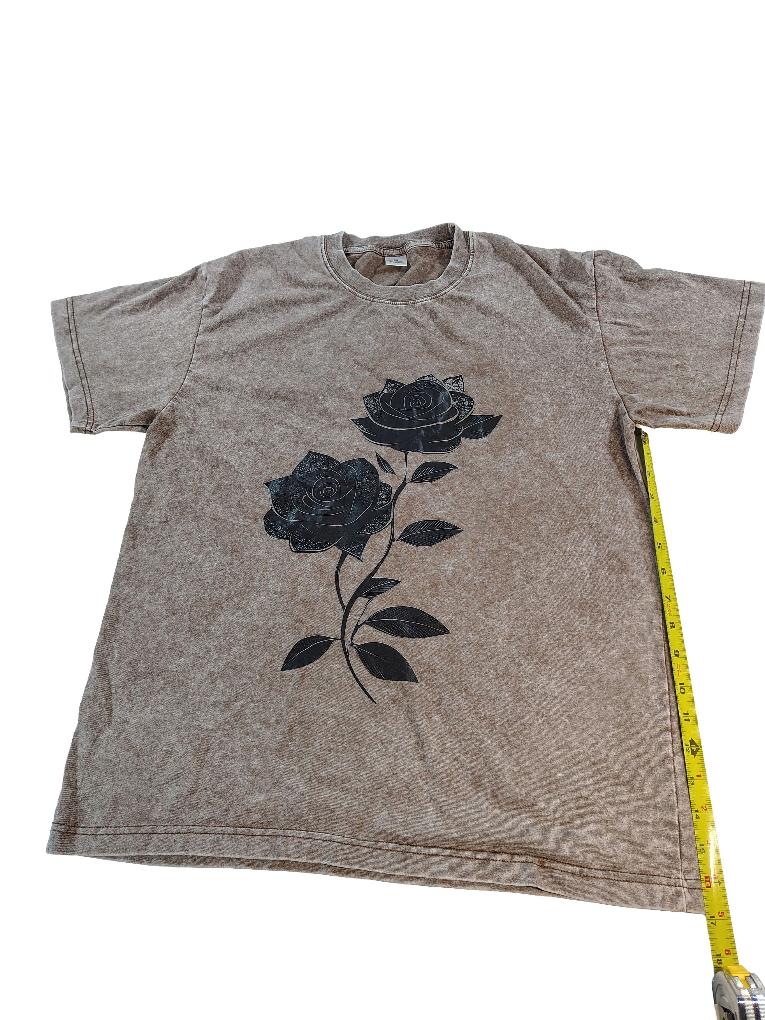 Other Men's Acid-Washed Black Rose Short Sleeve Graphic T-Shirt Size US M / EU 48-50 / 2 - 4 Thumbnail