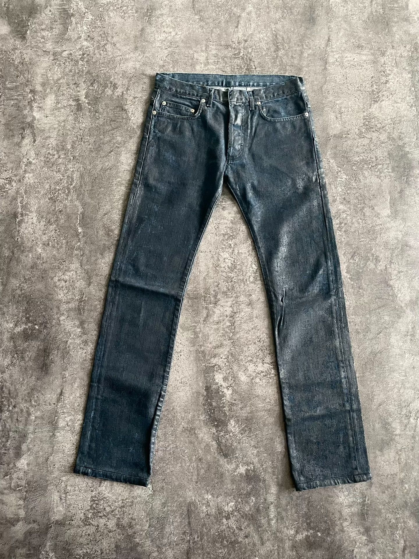 Dior Dior Homme Blue Crackle Denim Pants Size 29 Size US 29 - 1 Thumbnail