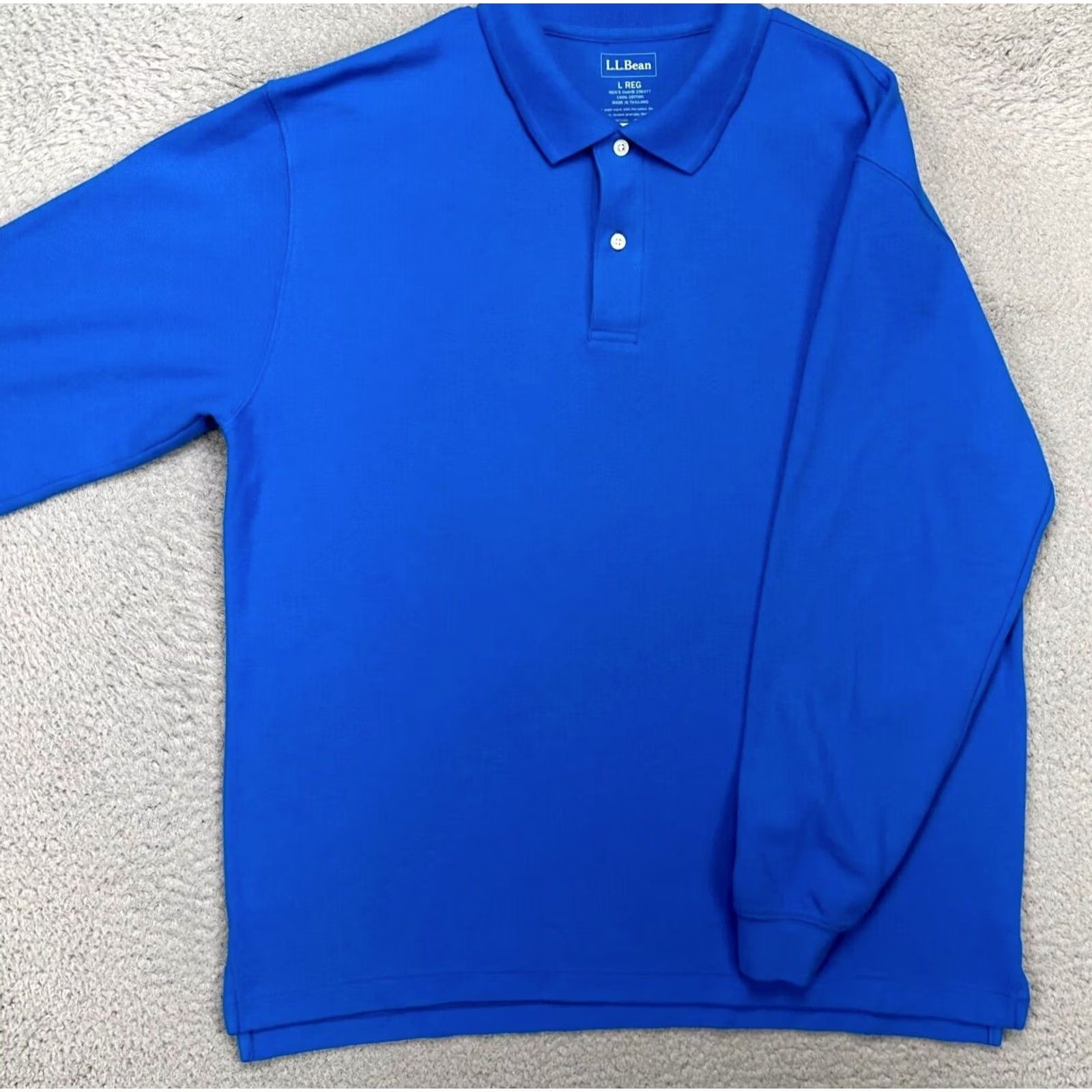 Vintage L.L. Bean Sweatshirt Mens Large Blue Polo Pullover 100% Cotton Casual Mock Neck Collared Long Sleeve Regular Fit Mens Size US L / EU 52-54 / 3 - 3 Thumbnail