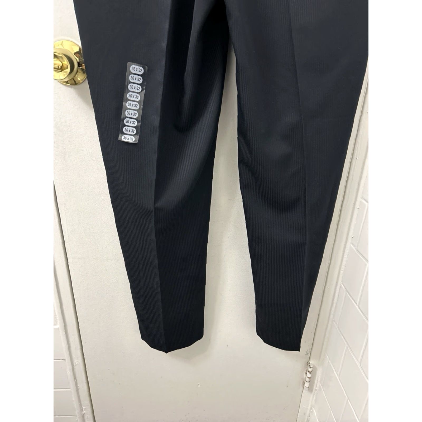 Kenneth Cole Kenneth Cole Reaction Dress Pants Mens 36x32 Black Pinstripe NWT 0 MSRP YKK Slim Flat Front Front Pockets Tapered Leg Dress Pants Mens Black Size US 36 / EU 52 - 3 Thumbnail