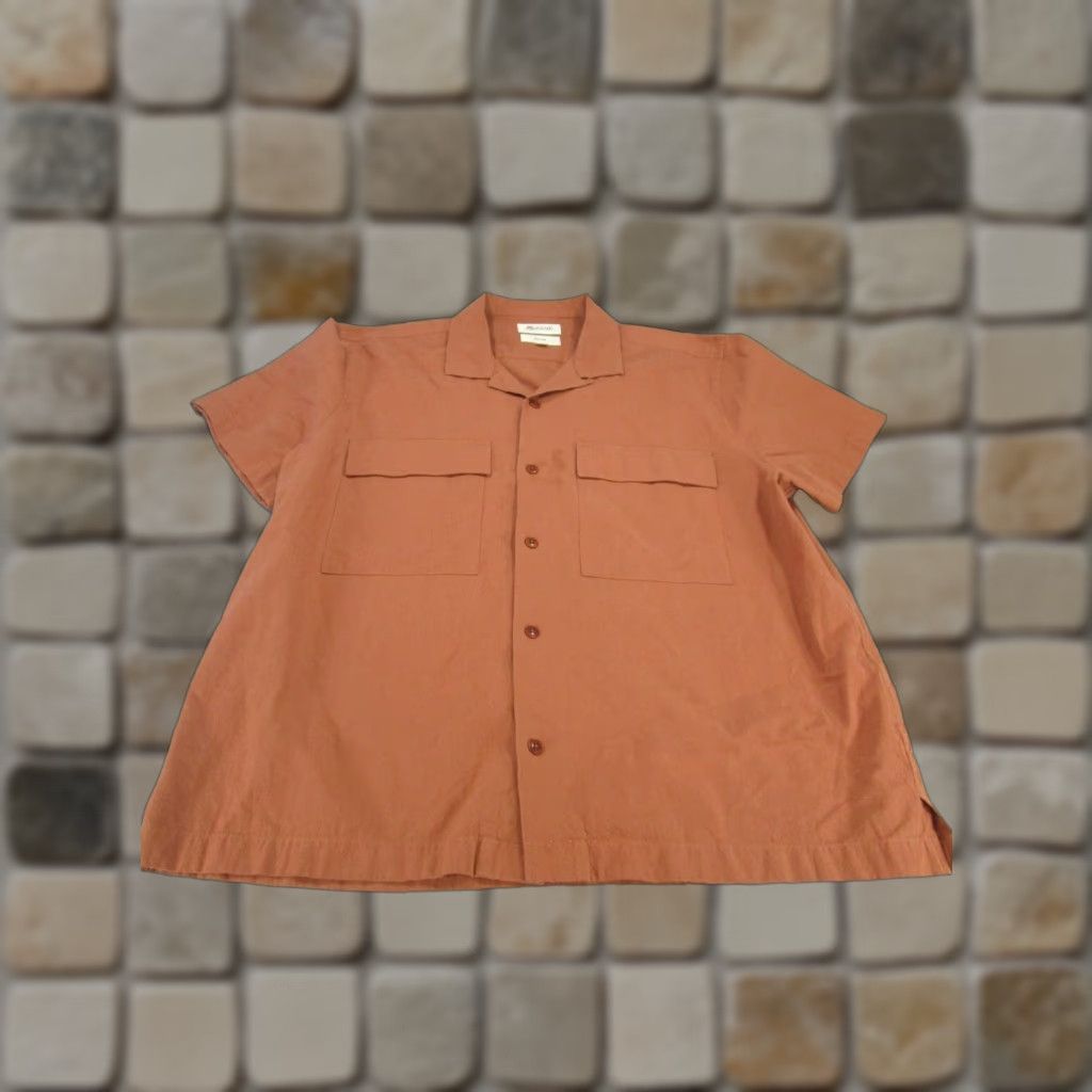 Madewell VINTAGE Madewell Shirt Mens XL Brown Button-Up Short Sleeve Collared Stains Mens Size US XL / EU 56 / 4 - 1 Thumbnail