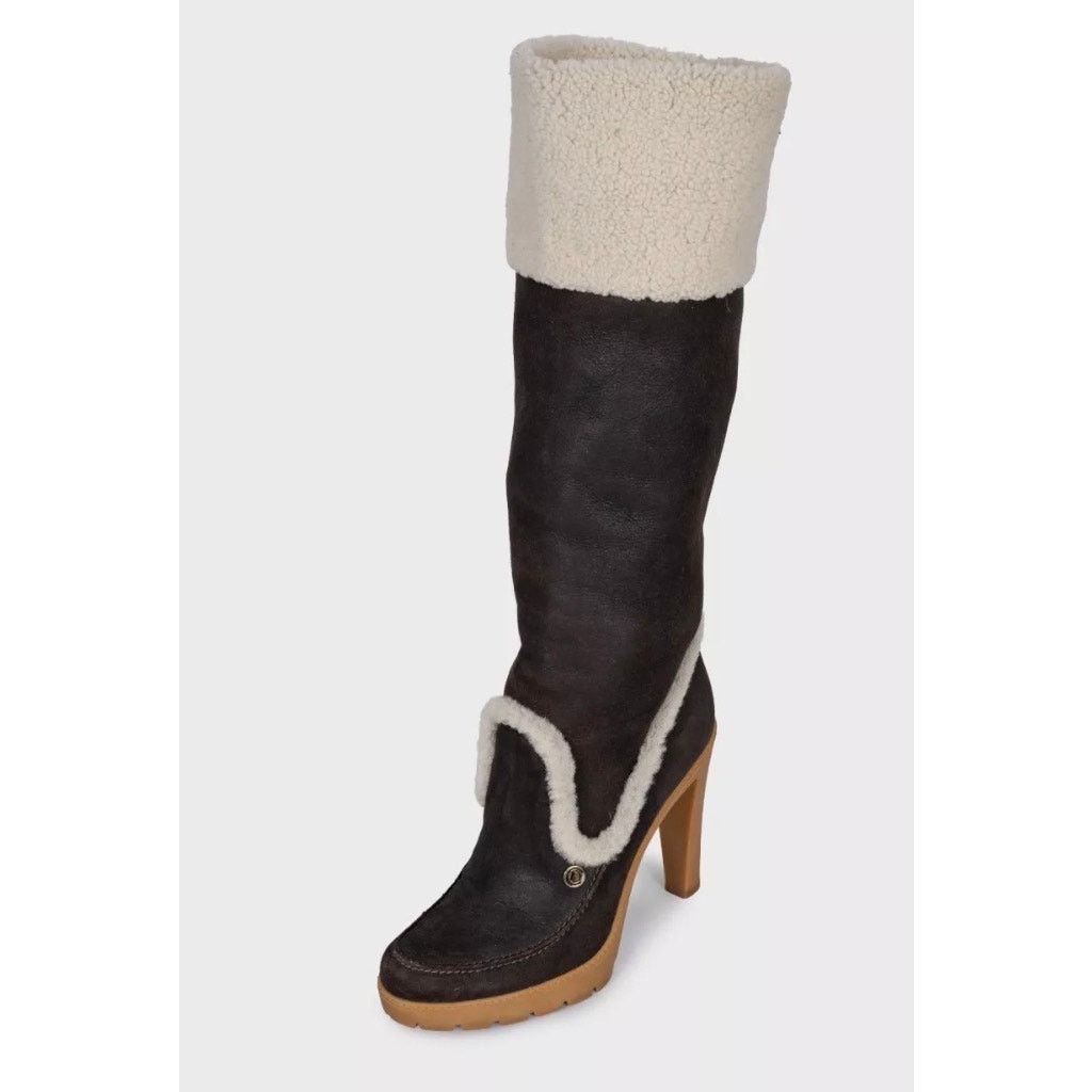 Dior Dior Polaire Chocolate Suede Shearling Boots - Size 40 Size US 9 / IT 39 - 3 Thumbnail