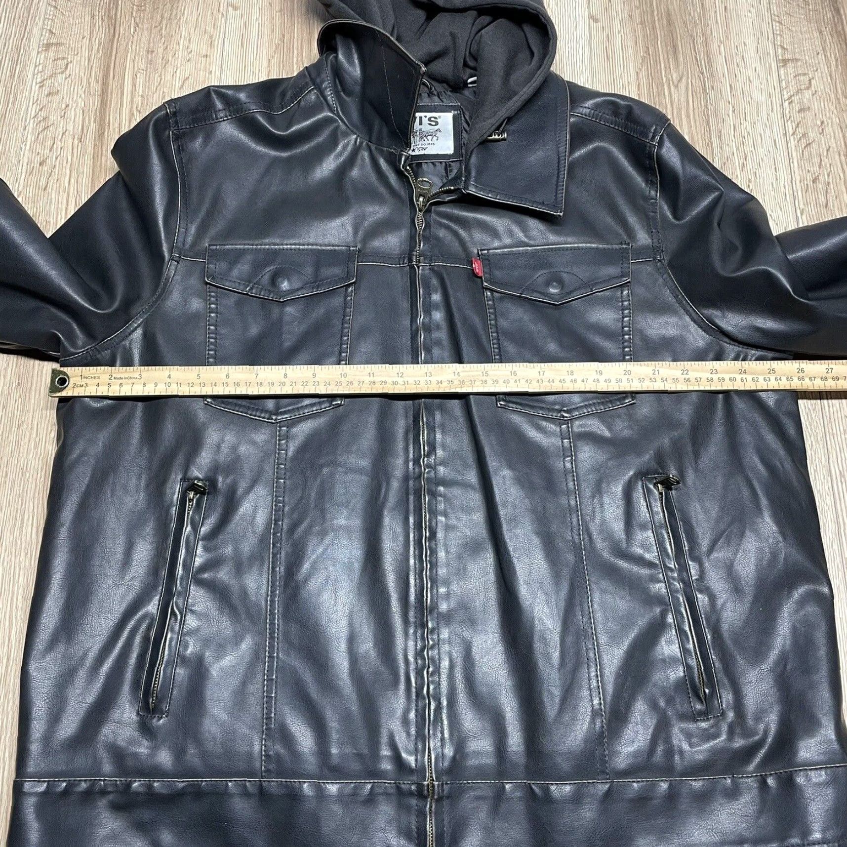 Levi's Levi's Jacket Mens 2xl Black Faux Leather Hooded Jacket Size US XXL / EU 58 / 5 - 7 Thumbnail