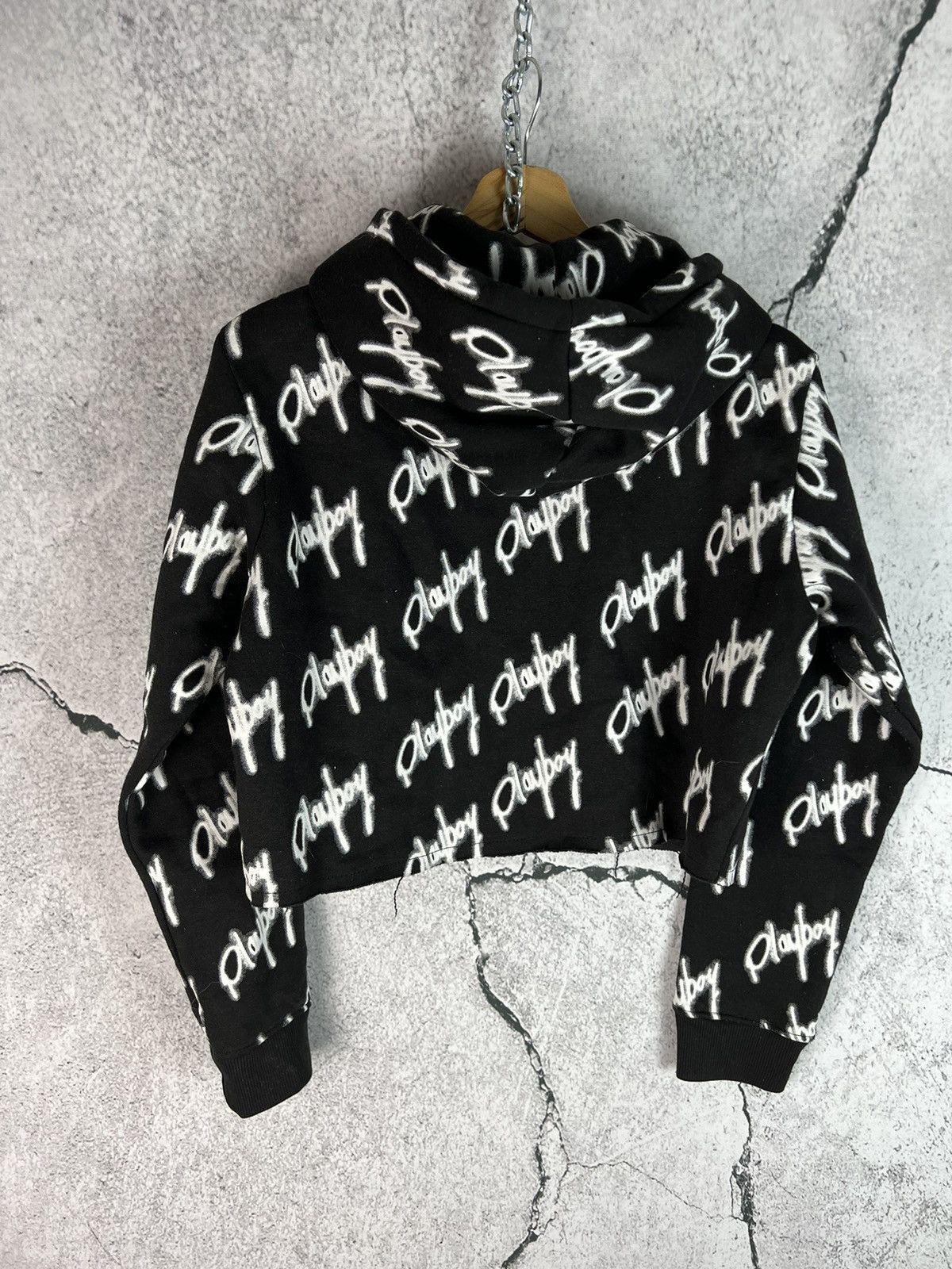 Playboy Playboy short top Sweatshirt Cropped Hoodie Long Sleeve Size L / US 10 / IT 46 - 2 Thumbnail