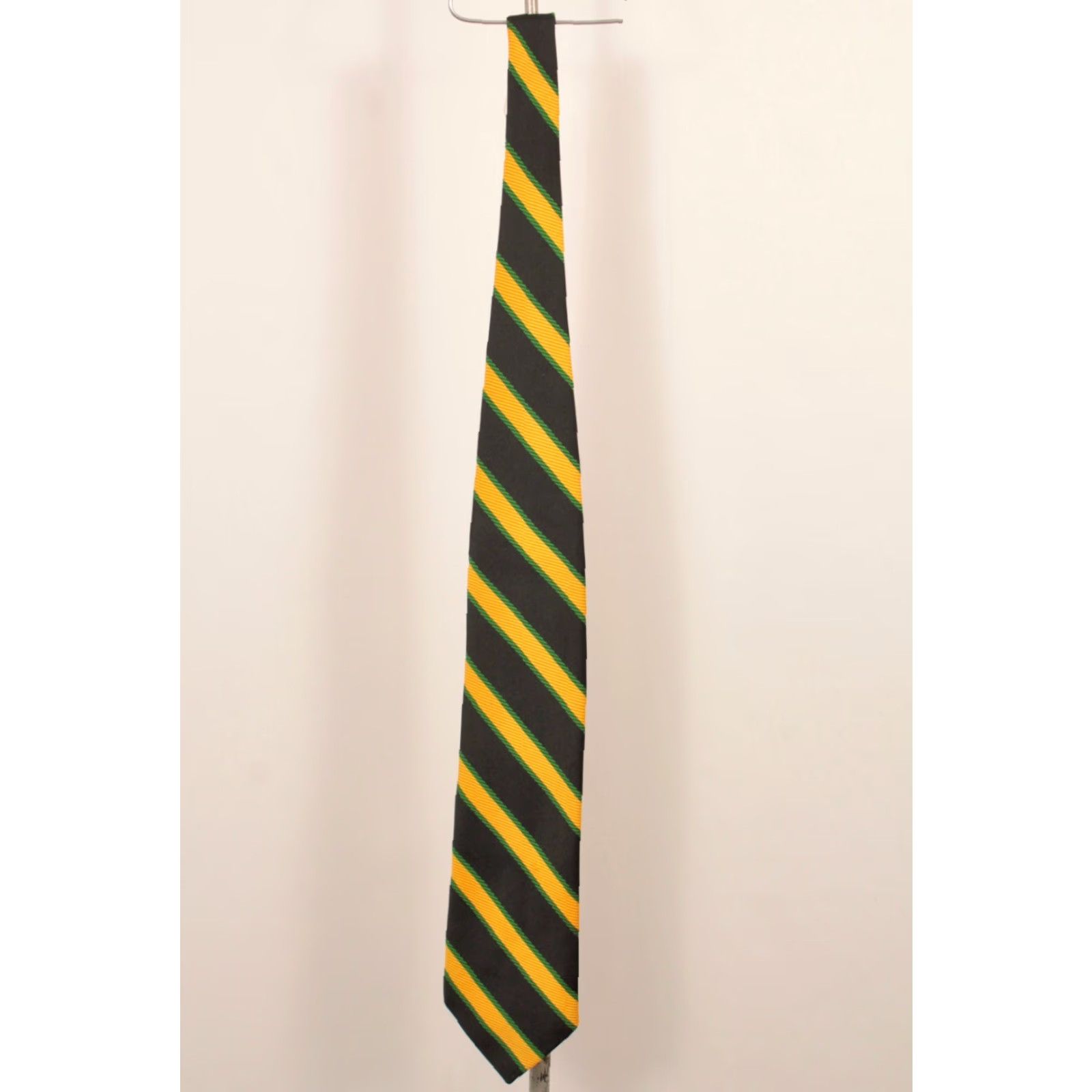 Vintage VINTAGE James Davis 70s Tie Neck Tie Men's NOS Black & Yellow Striped Pattern Wide 61" Nylon Geometric Mens Size ONE SIZE - 2 Thumbnail