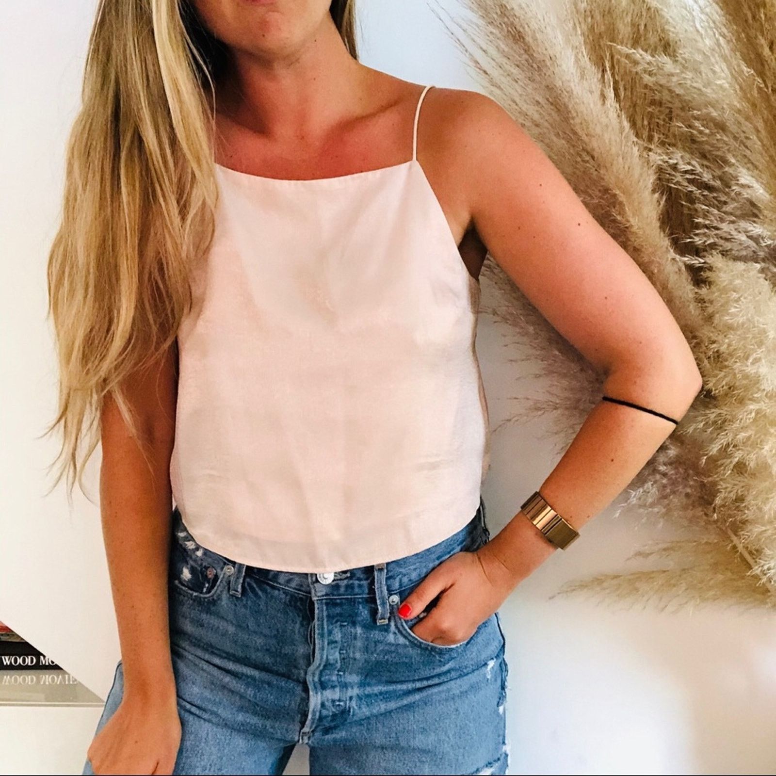 Forever 21 NEW FOREVER 21 90s Blush Light Pink Crop Tank Top Shirt Size M / US 6-8 / IT 42-44 - 1 Thumbnail