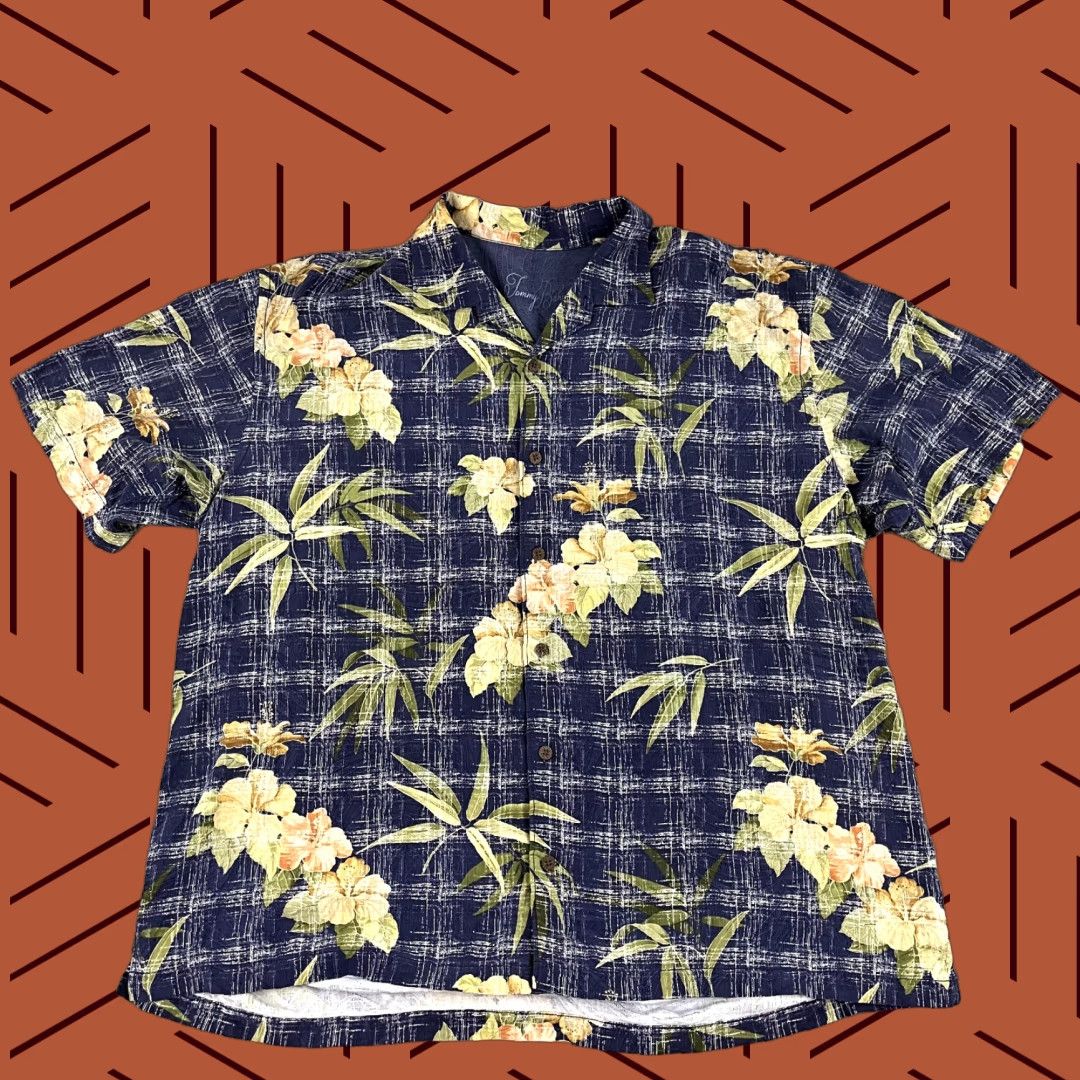 Tommy Bahama TOMMY BAHAMA Shirt Mens 2XL XXL Blue Floral Hawaiian 100% Silk Resort Button Up Size US XXL / EU 58 / 5 - 1 Thumbnail