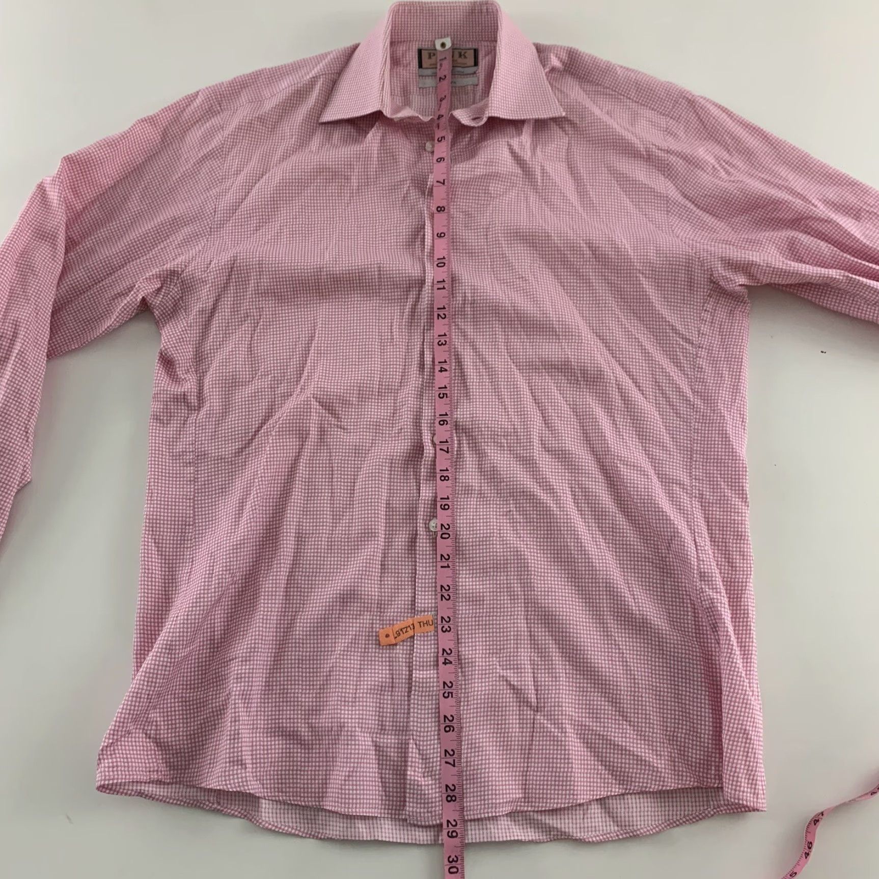 Pinko Thomas Pink Dress Shirt Slim Fit Long Sleeve Pink 16 Mens French Cuff Size US L / EU 52-54 / 3 - 6 Thumbnail