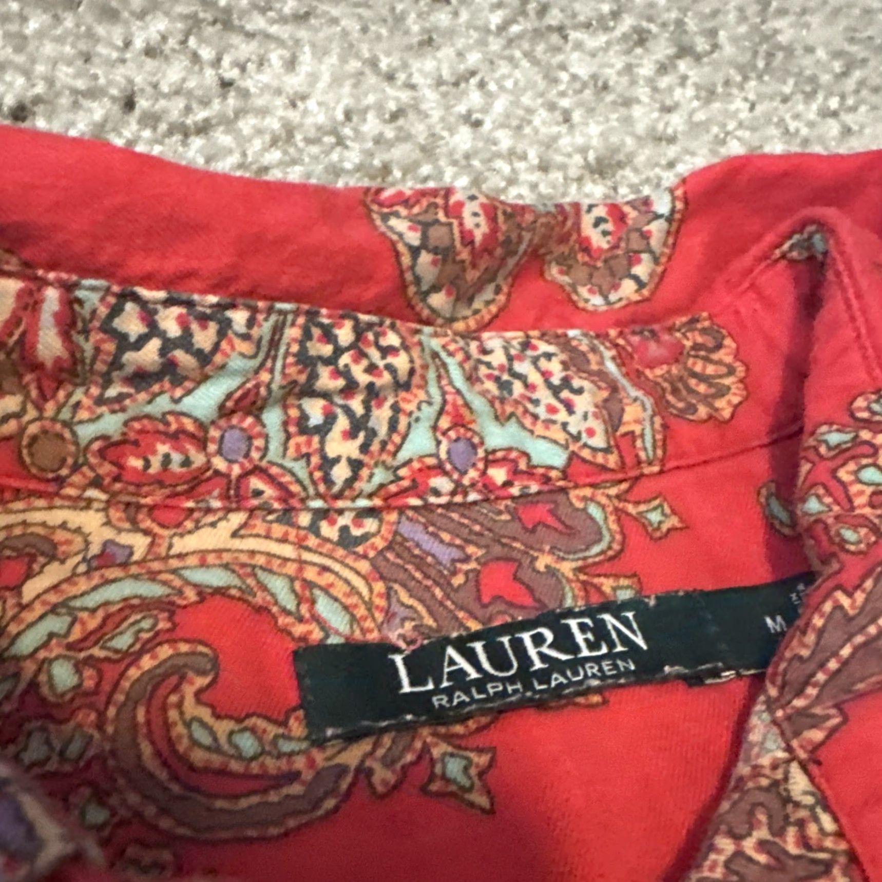 Ralph Lauren VINTAGE Lauren Ralph Lauren Red Paisley Button-Down Shirt L Adult Unisex Long Sleeve 90s Size US L / EU 52-54 / 3 - 5 Thumbnail