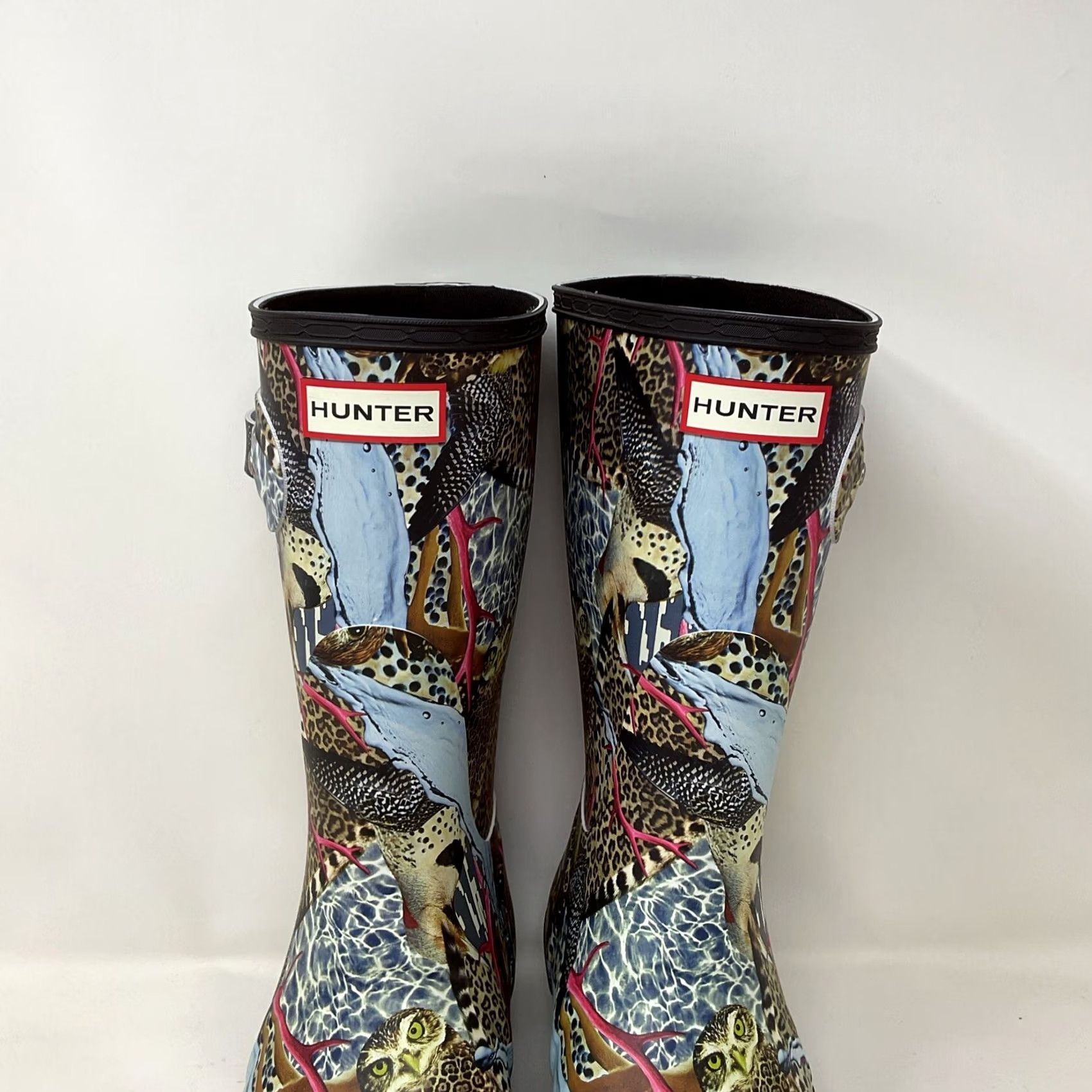Hunter Womens Hunter & Matt Maitland Owl Print Rain Boots Sz 11 Size 5, Low Heel Boot, Outdoor Rubber Upper, Synthetic Insole Size US 5 / IT 35 - 5 Thumbnail