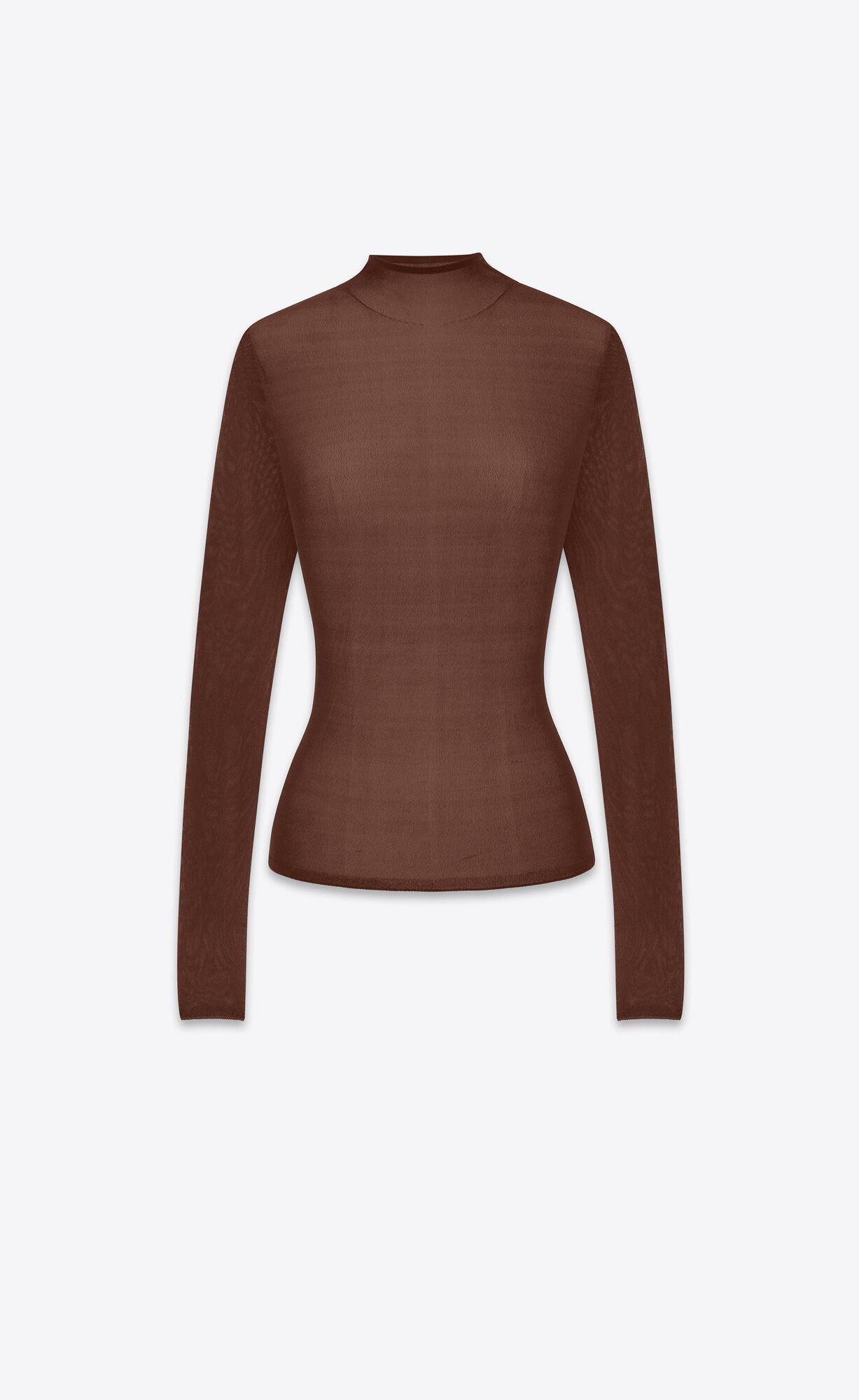 Saint Laurent Paris o1s1wg111124 High Neck Top In Silk Sweater in Brown Size L / US 10 / IT 46 - 1 Thumbnail