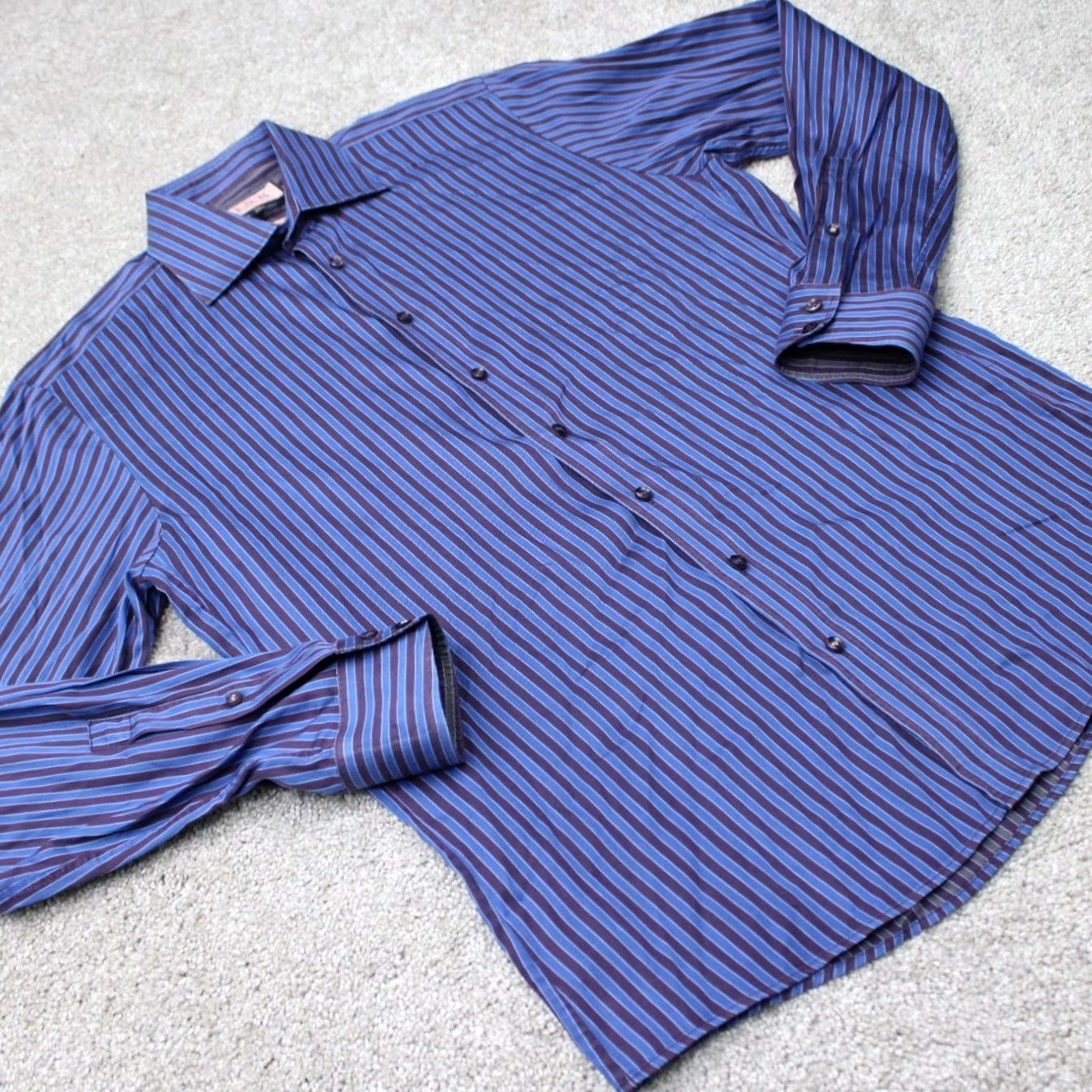 Pinko Thomas Pink Dress Shirt Mens 15 1/2 39 Blue Slim Shirt Long Sleeve Button Cuff Capable Slim Fit Size US L / EU 52-54 / 3 - 5 Thumbnail