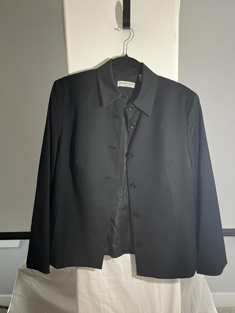 Designer Valerie Stevens Women's Black Button-Up Jacket Size L / US 10 / IT 46 - 1 Thumbnail