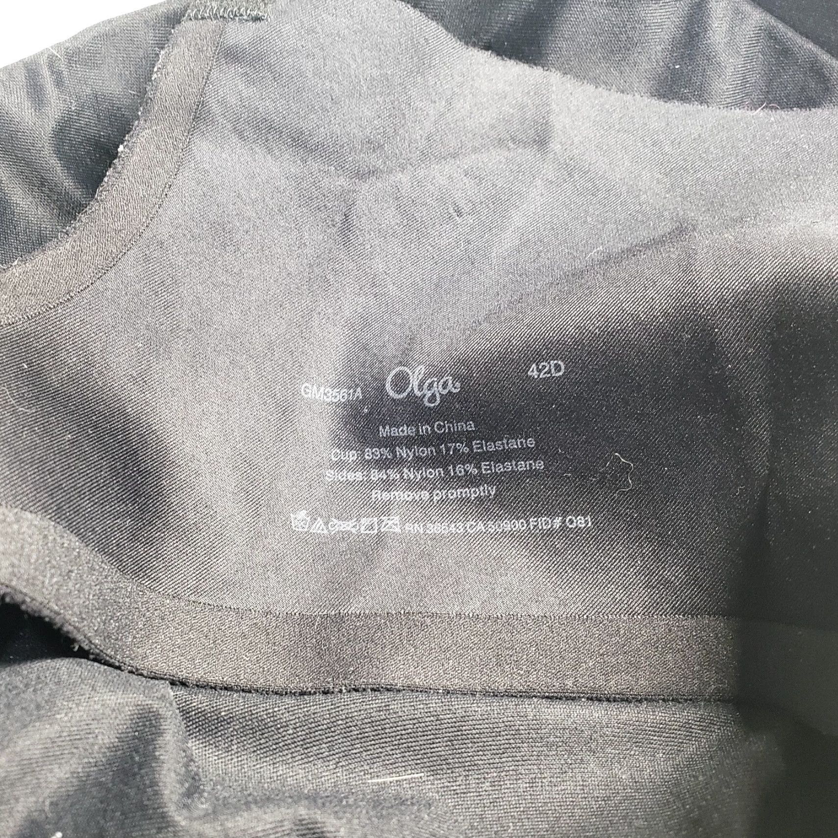 Vintage Olga Bra 42D Black Full Coverage 40 Band Nylon Blend Wireless Underwire Lightly Lined GM3561A No Side Effects WF Full-Figure Contour Size ONE SIZE - 3 Thumbnail