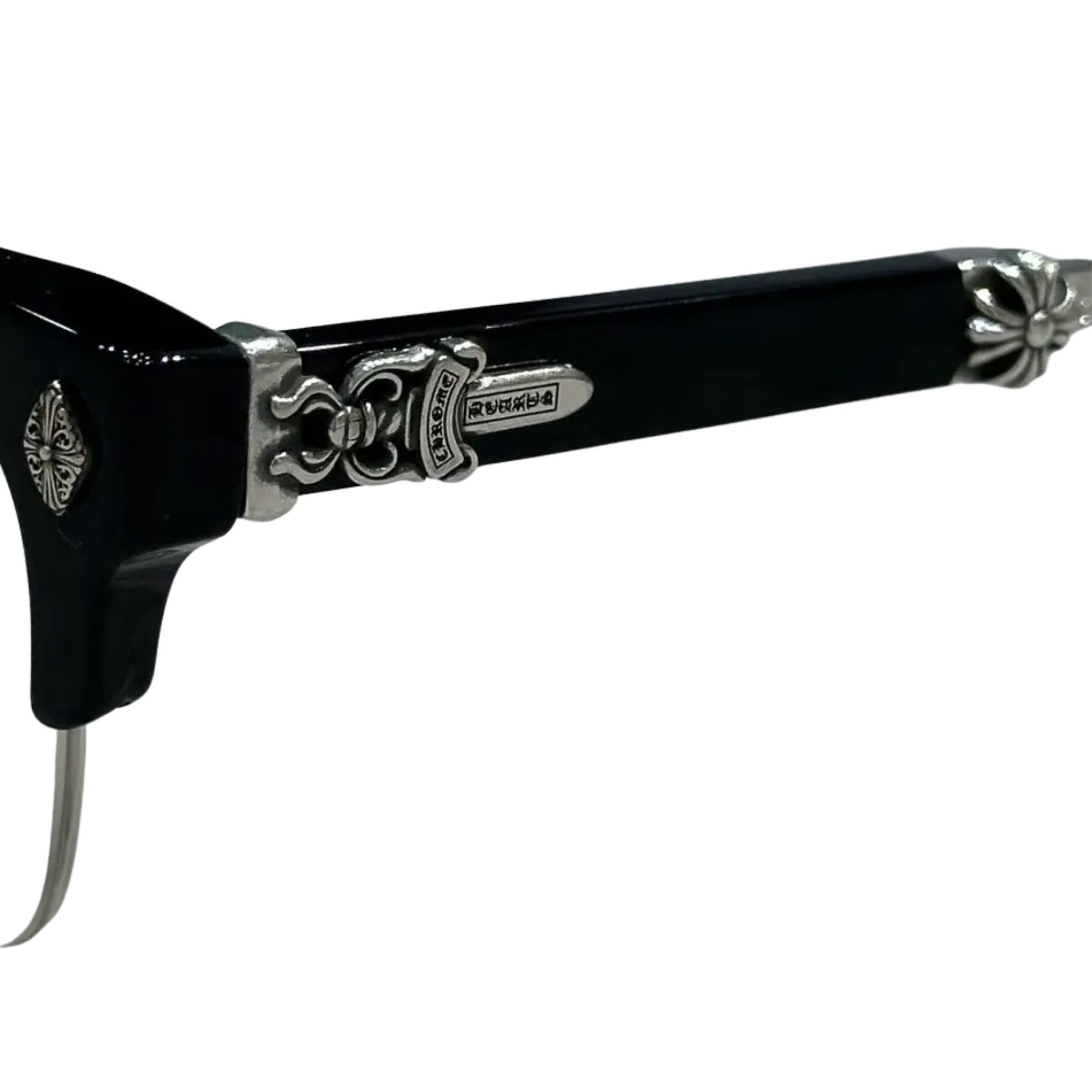 Chrome Hearts CHROME HEARTS EVAGILIST BLACK SHINY SILVER GLASSES Size ONE SIZE - 3 Thumbnail