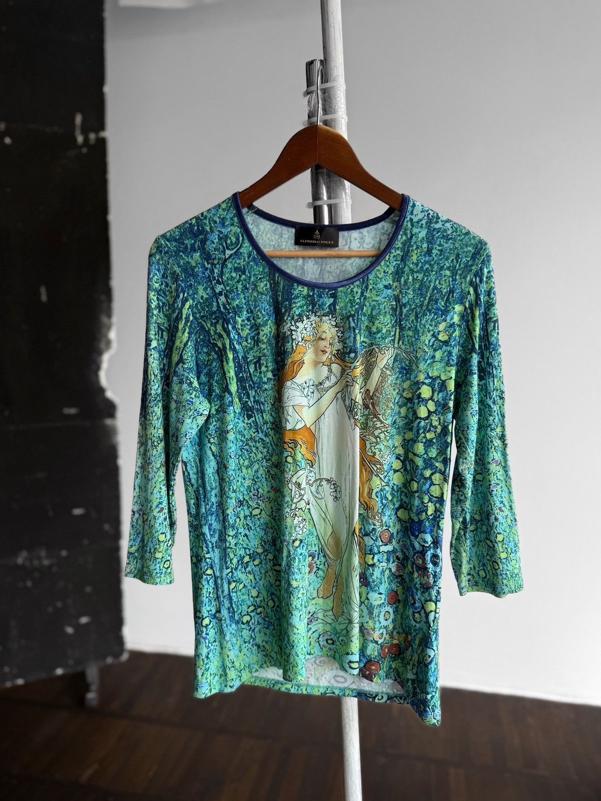 Designer Alfredo Pauly Womens 3/4 Sleeve Y2K Art Graphic Top Blouse Size M / US 6-8 / IT 42-44 - 1 Thumbnail
