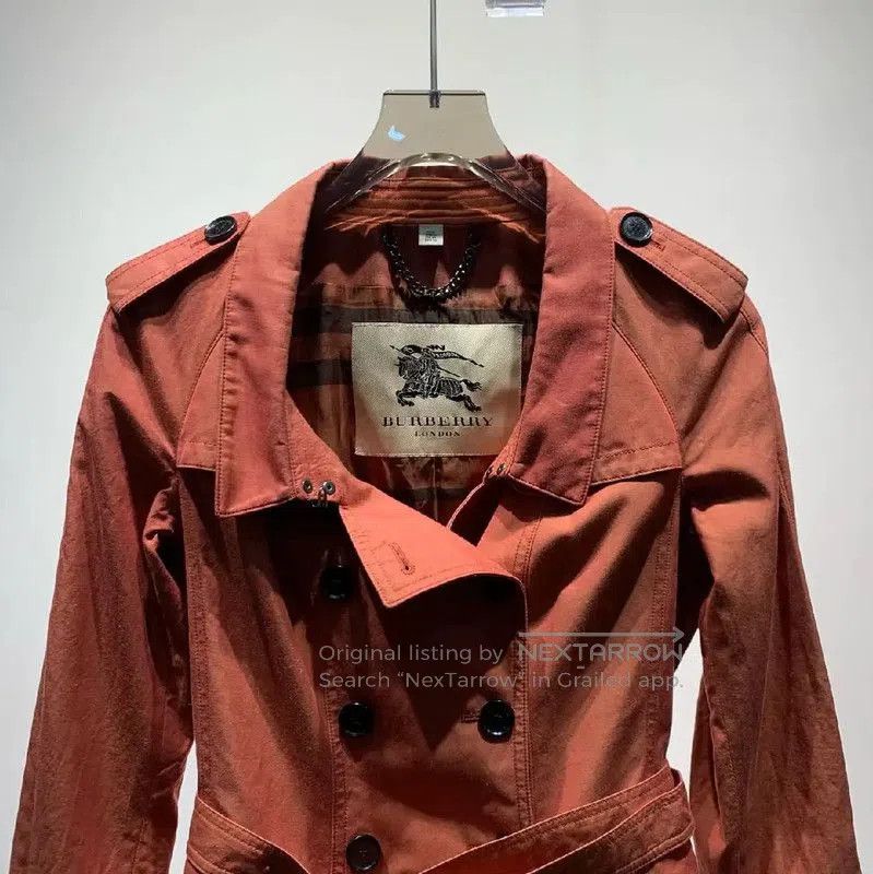 Burberry Burberry Women's Orange Cotton Trench Coat. Size XXS / US 00 / IT 34 - 3 Thumbnail