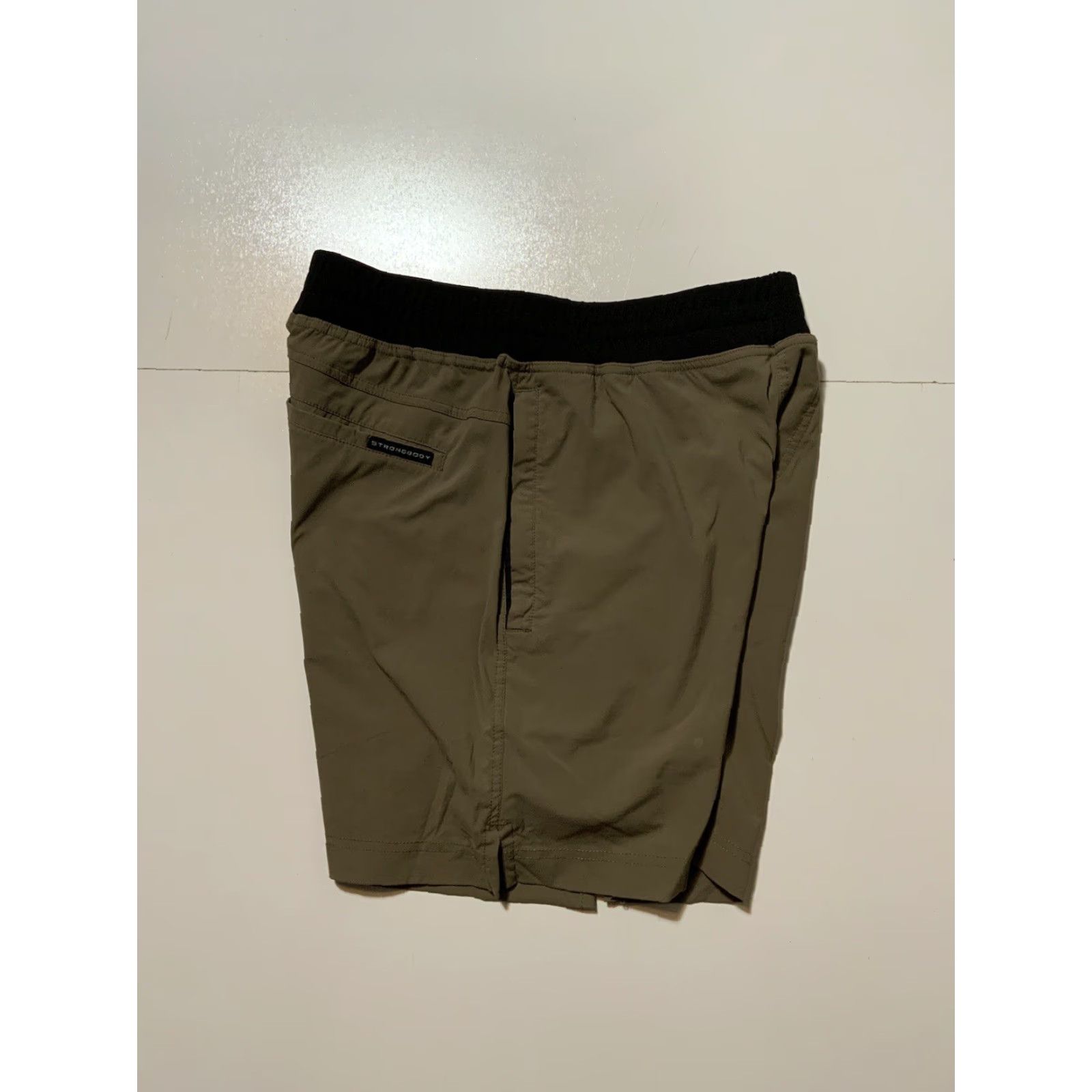 Vintage Strongbody Taupe Black 7” Inseam Workout Gym Stretch Training Shorts Sz. L Size US 33 - 4 Thumbnail