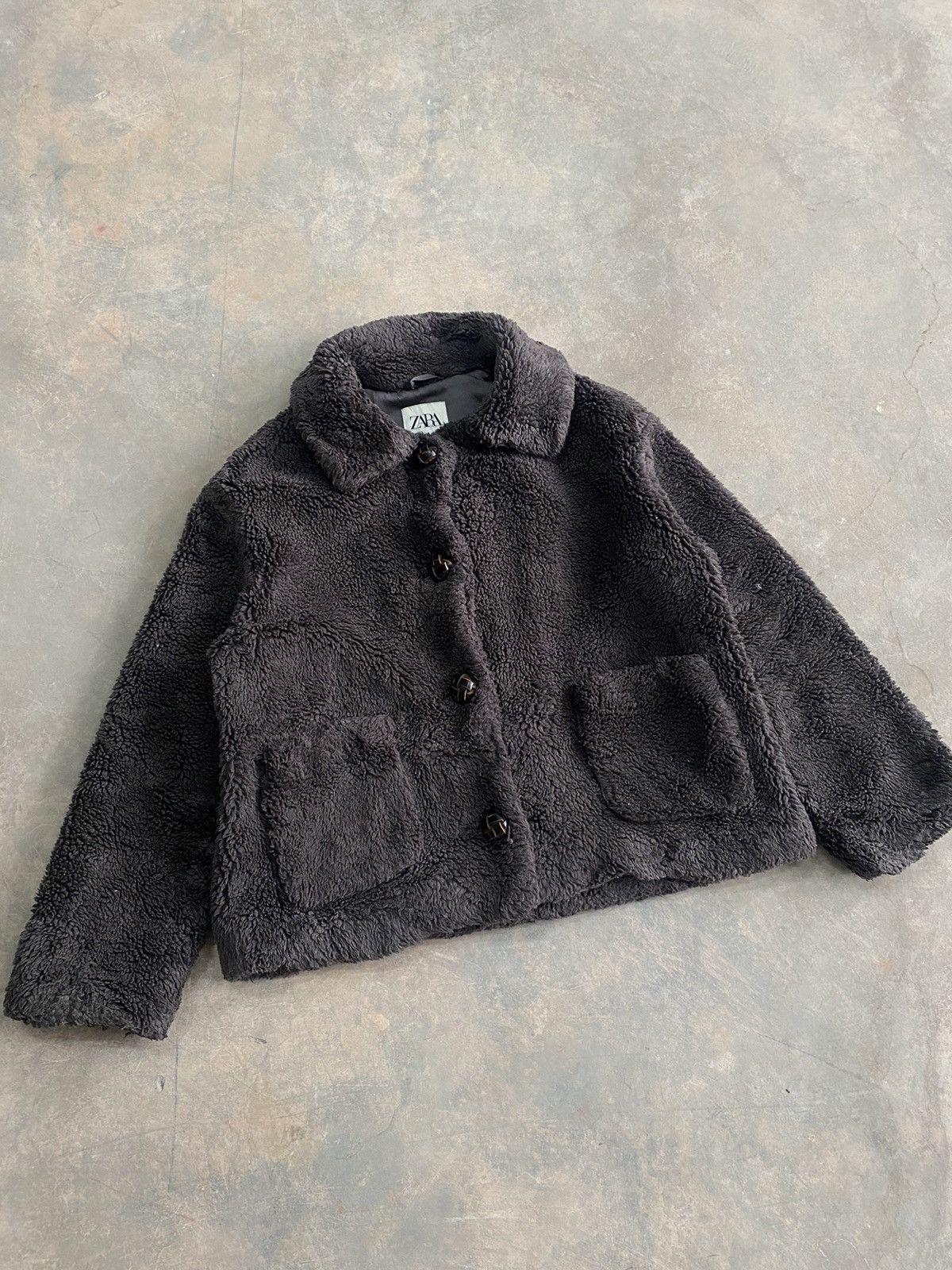 Designer × Zara ZARA FLEECE CROP JACKET BOXY HAIRY FLUFFY MOHAIR Size M / US 6-8 / IT 42-44 - 3 Thumbnail