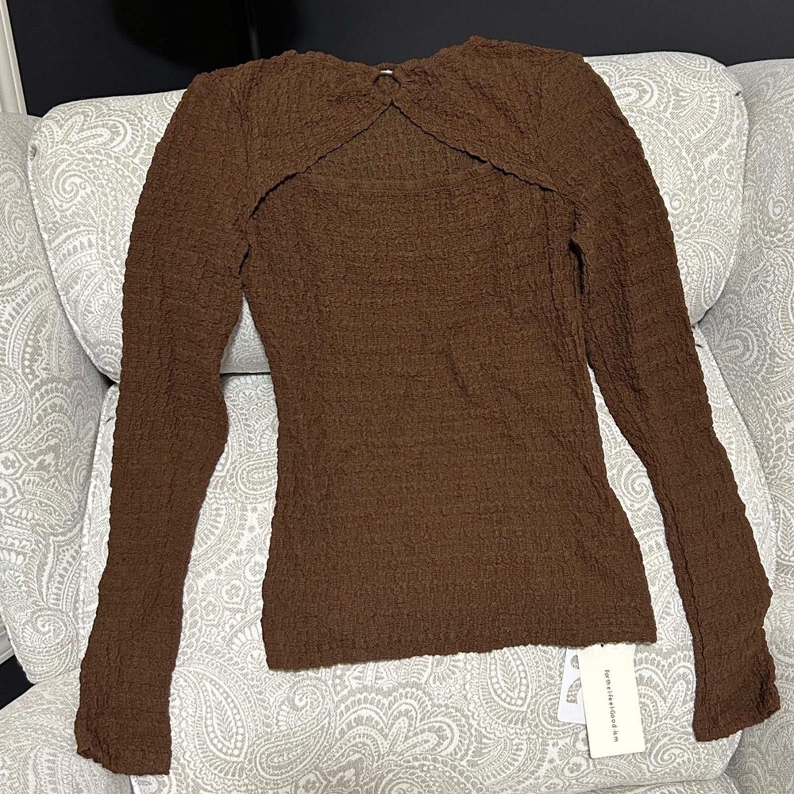 Commune De Paris Commense Brown Smocked Cutout Blouse Size XS / US 0-2 / IT 36-38 - 2 Thumbnail