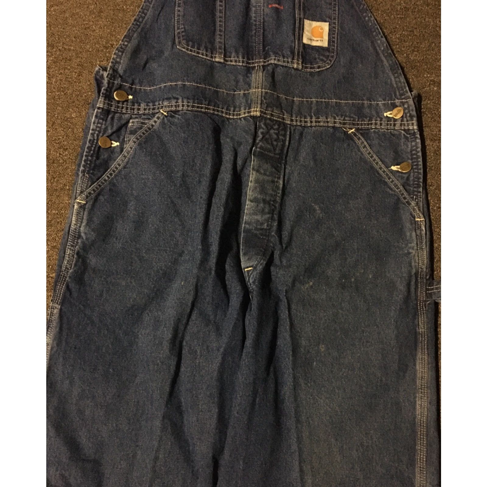 Carhartt VINTAGE Carhartt Overalls Denim 36/27 USA 90s Grunge Biker Workwear Western 80s Men's Jeans Long Inseam 27 Blue Size US 36 / EU 52 - 3 Thumbnail