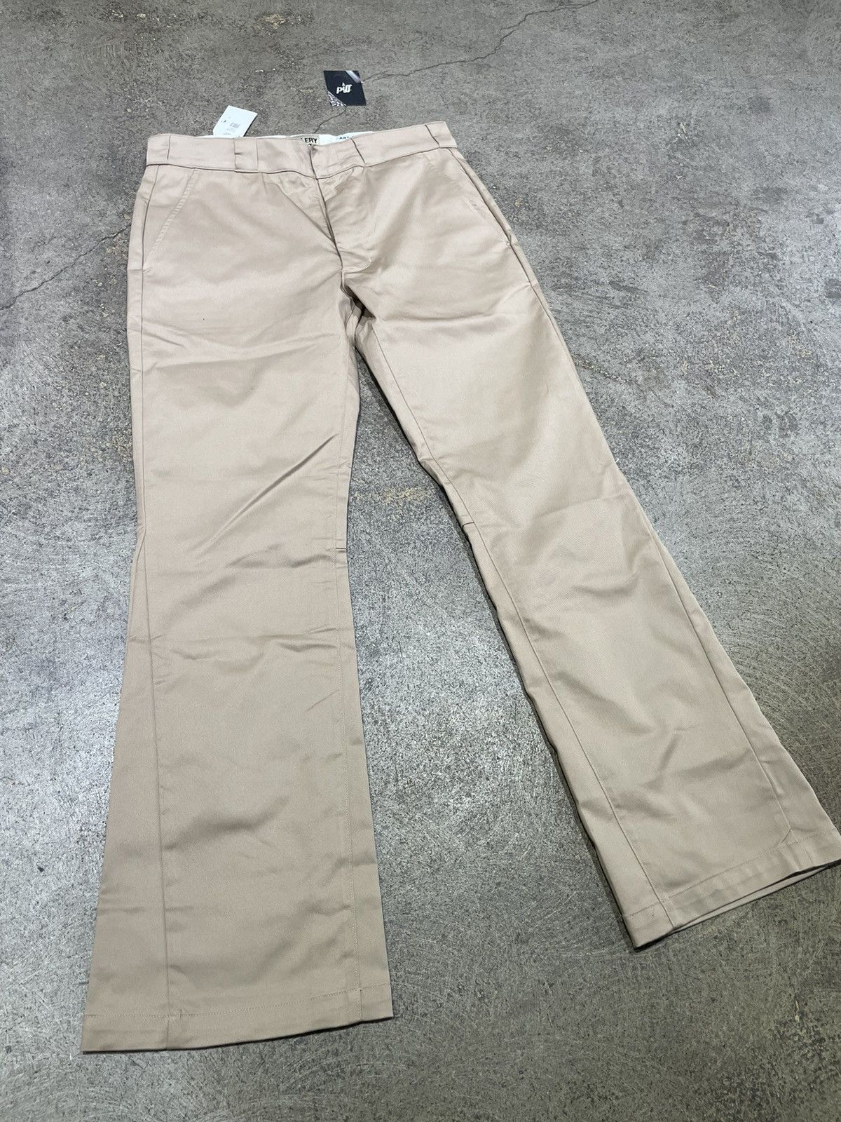 image of Gallery Dept. Slim Fit Flared Cotton Twill Trousers in Khaki, Men's (Size 33)
