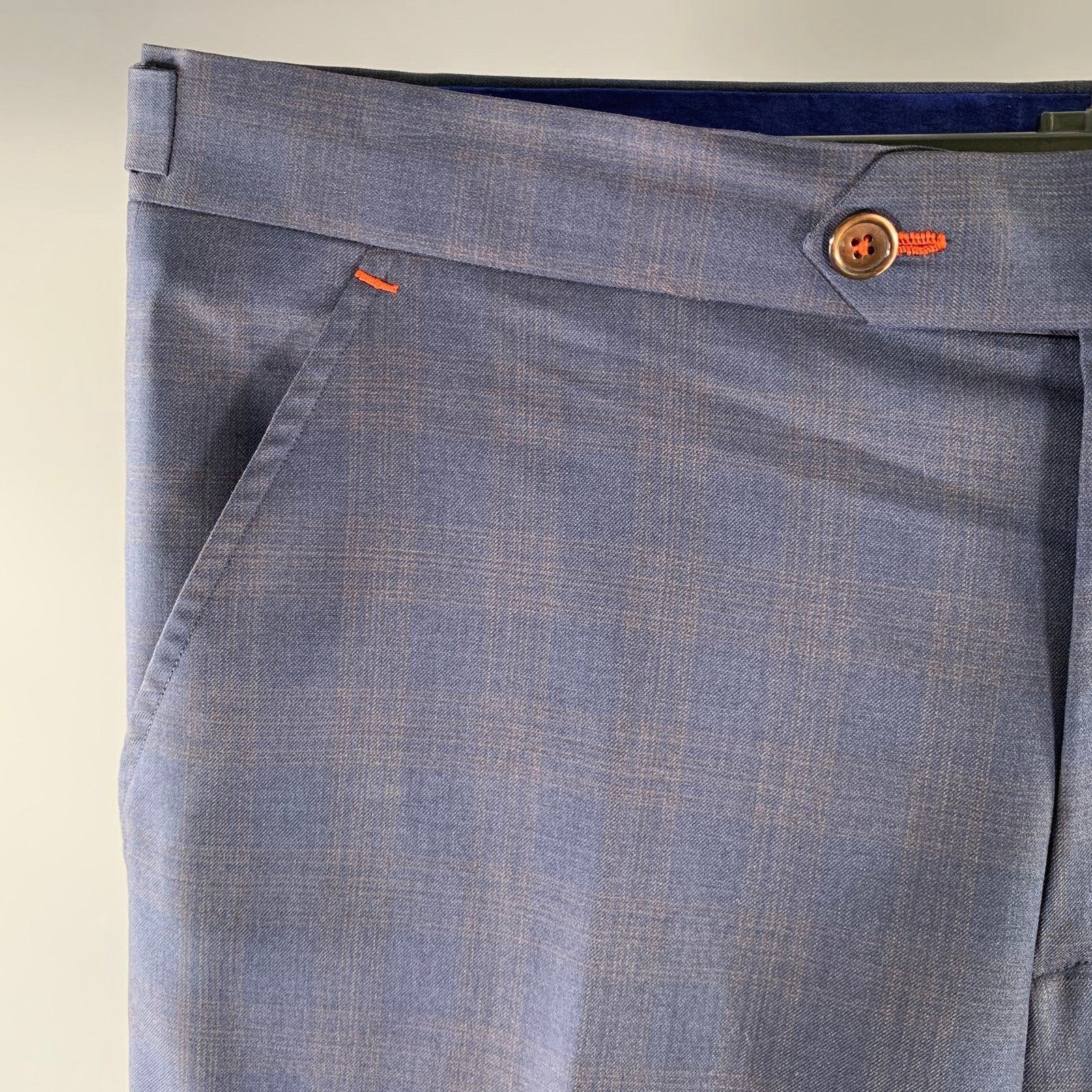Other MEOLA BELLUCCI Napoli 36 Navy Plaid Wool Blend Dress Pants Size US 36 / EU 52 - 2 Thumbnail