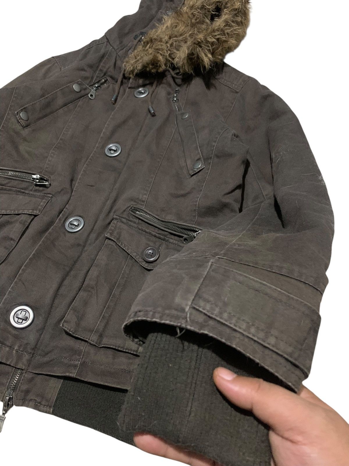 If Six Was Nine 2000s In The Attic multipocket fur hoodie canvas jacket Size US M / EU 48-50 / 2 - 8 Thumbnail