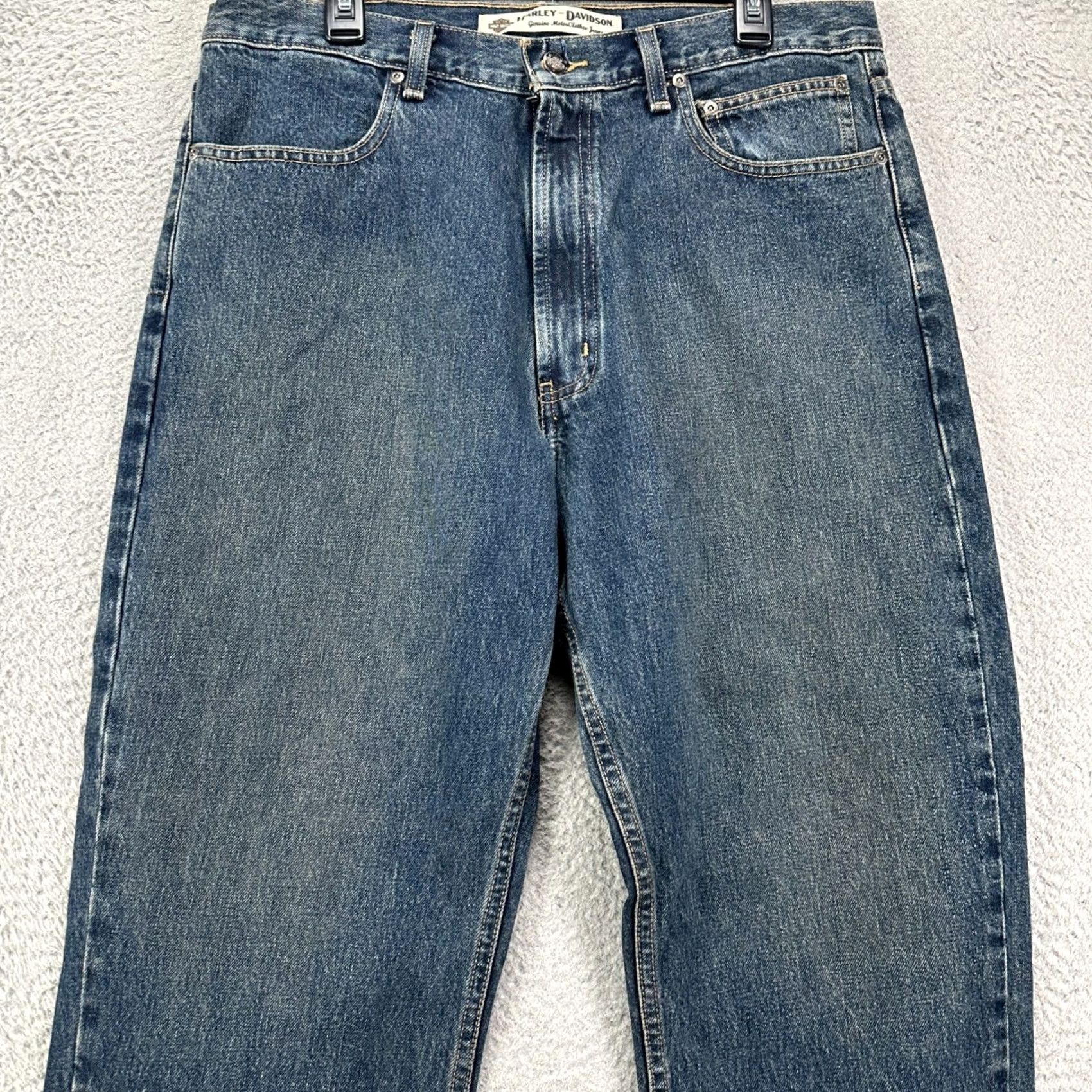Harley Davidson Harley-Davidson Mens Straight Jeans 36X30 Blue Distressed Denim NEW Jeans Size US 36 / EU 52 - 3 Thumbnail
