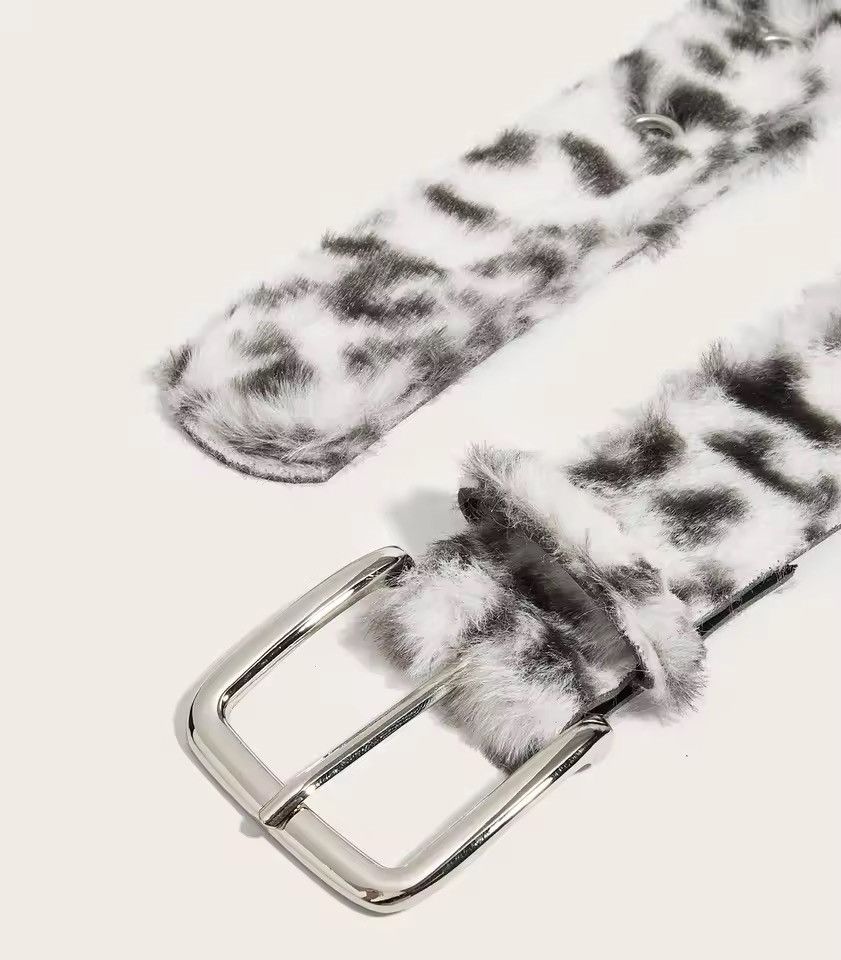 Japanese Brand Y2K Grunge Fluffy Fur Leopard Print Grommet Belt Size ONE SIZE - 4 Thumbnail