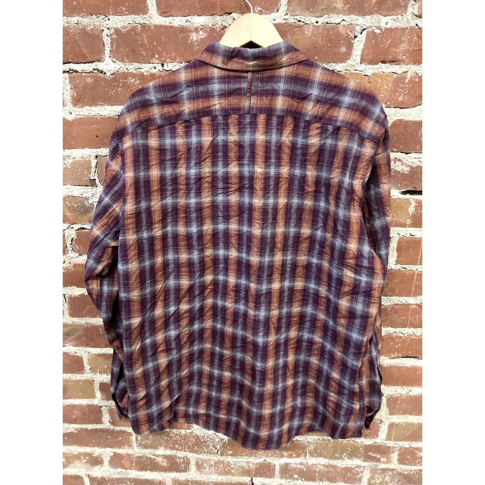 Banana Republic Banana Republic Mens Purple Orange Button Up Luxe Flannel XL Grant Fit Size US XL / EU 56 / 4 - 3 Thumbnail