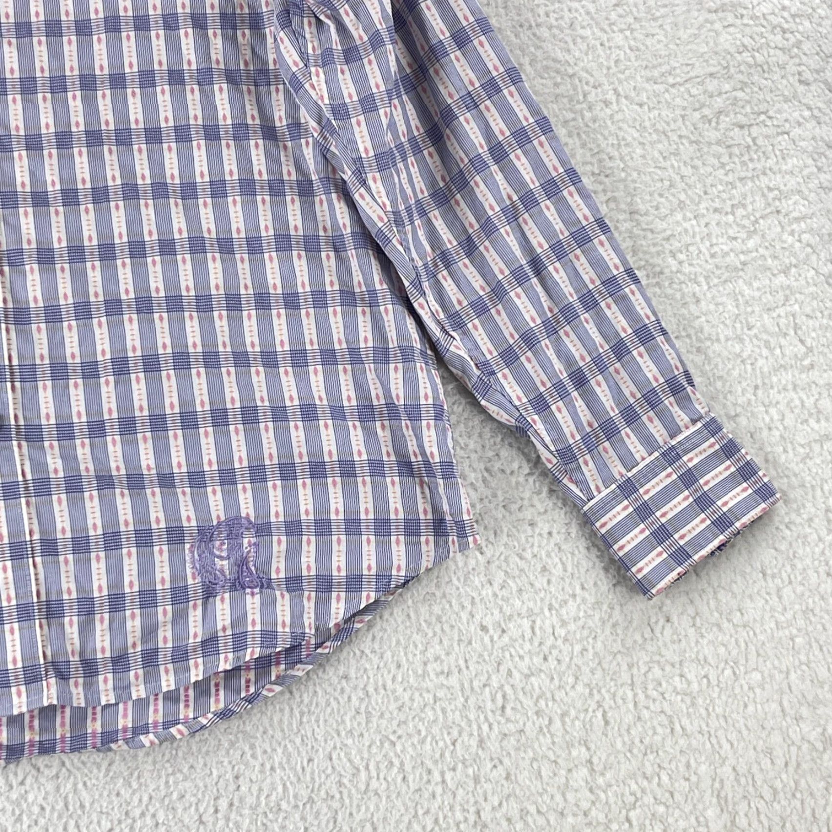 Robert Graham Robert Graham Purple Geo Print Button-Up Dress Shirt Mens Long Sleeve XL Size 46R - 4 Thumbnail