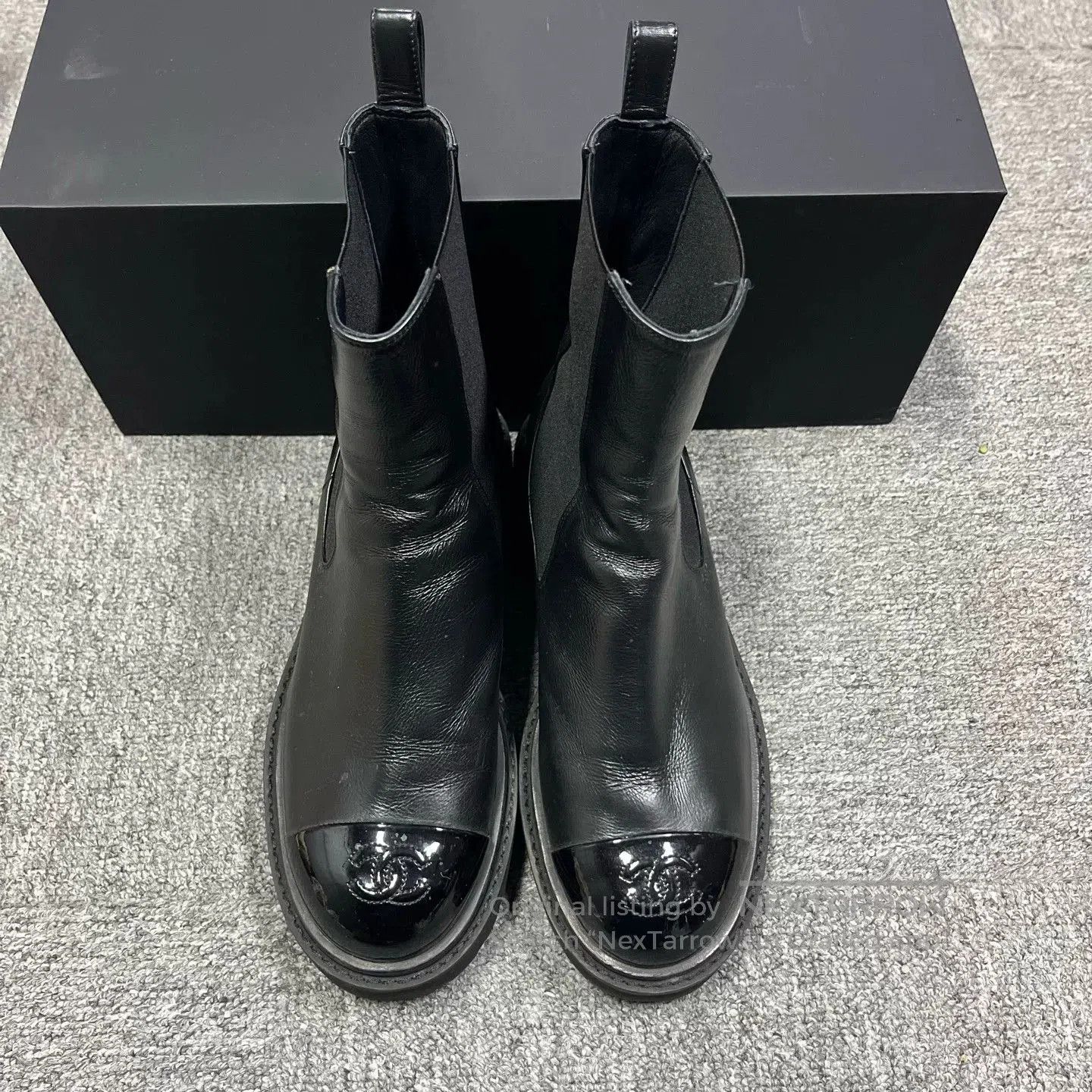 Chanel Chanel Black Crinkled Calfskin Chelsea Boots. Size US 5.5 / IT 35.5 - 3 Thumbnail