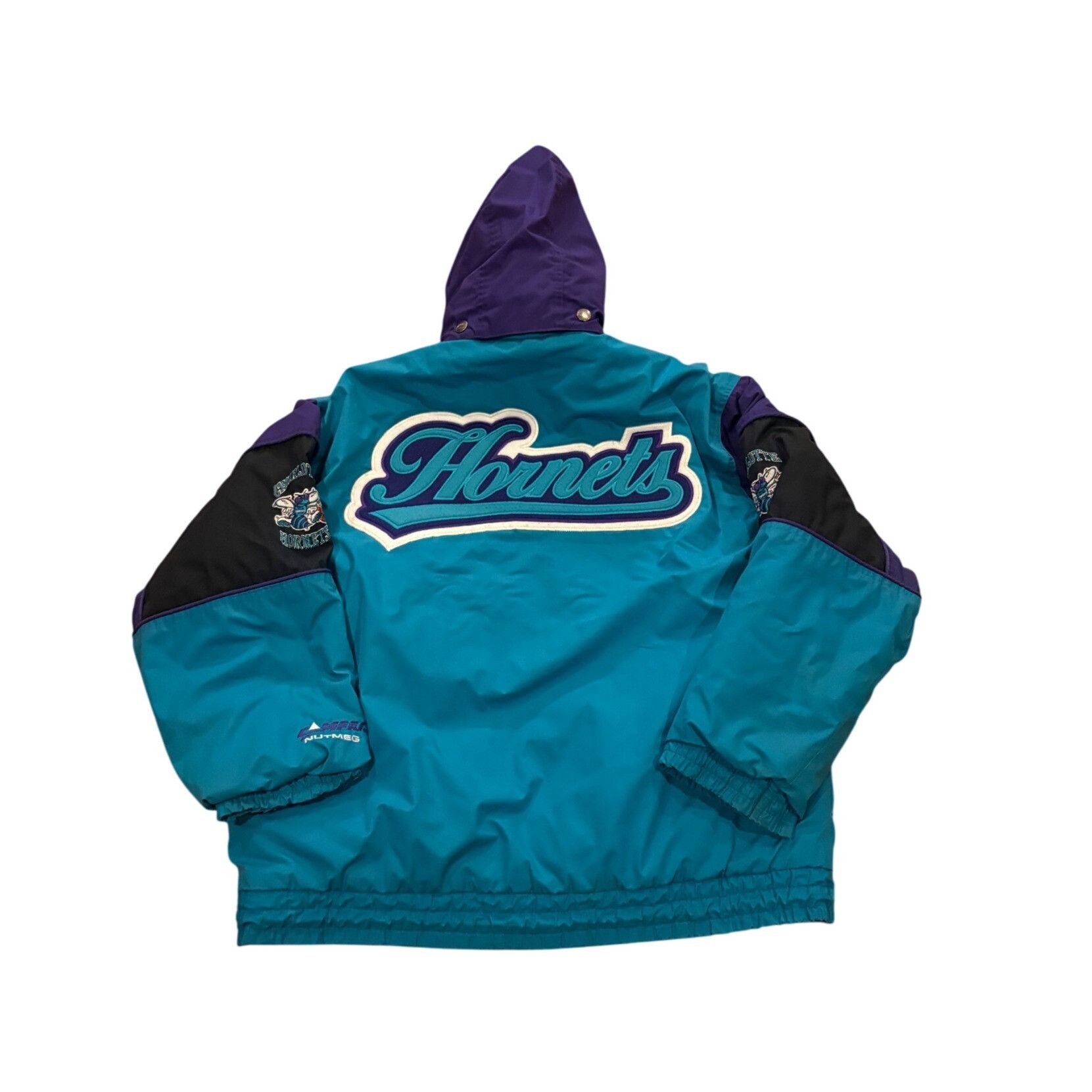 Nutmeg Vintage 90's Nutmeg Charlotte Hornets NBA Hooded Full Zip Ja Size US XL / EU 56 / 4 - 1 Thumbnail