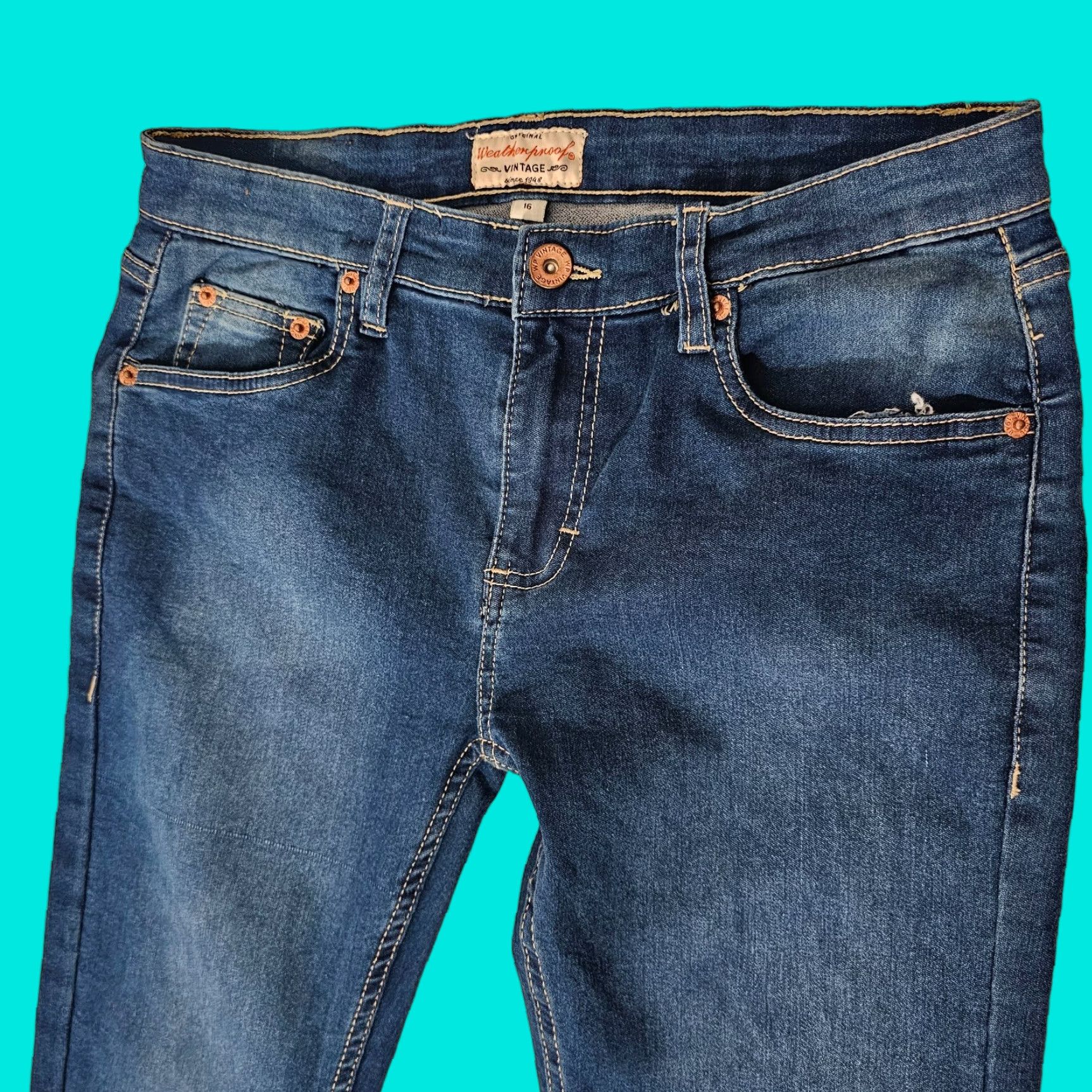 Weatherproof Weatherproof Slim Straight Jeans Women's Size 16 Blue Denim 5-Pocket Stretch Medium Wash Classic Size 38" / US 16 / IT 52 - 1 Thumbnail