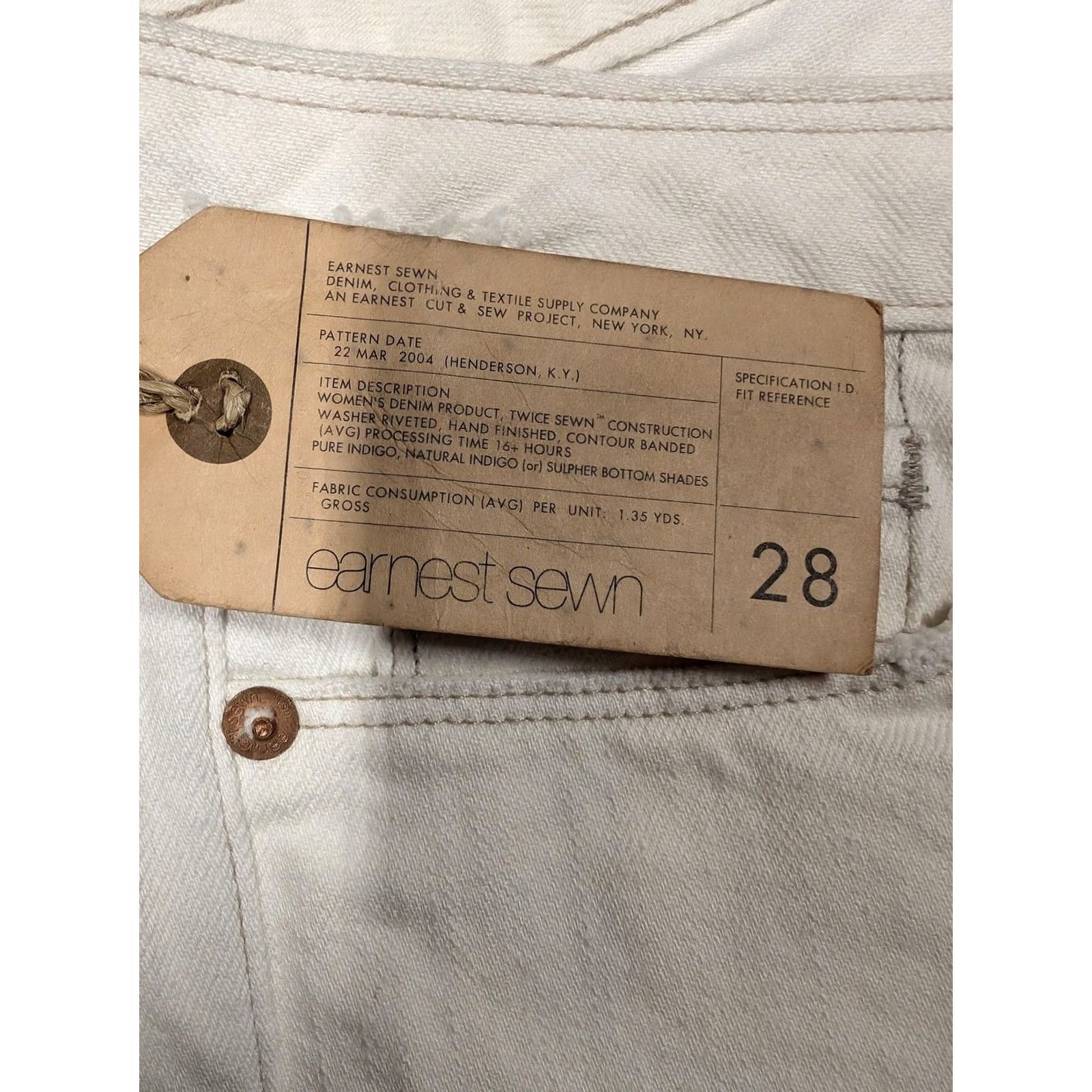 Vintage VINTAGE Earnest Sewn Jeans Womens 28 White Hampton Straight Leg Zip Fly 00s Size 28" / US 6 / IT 42 - 5 Thumbnail