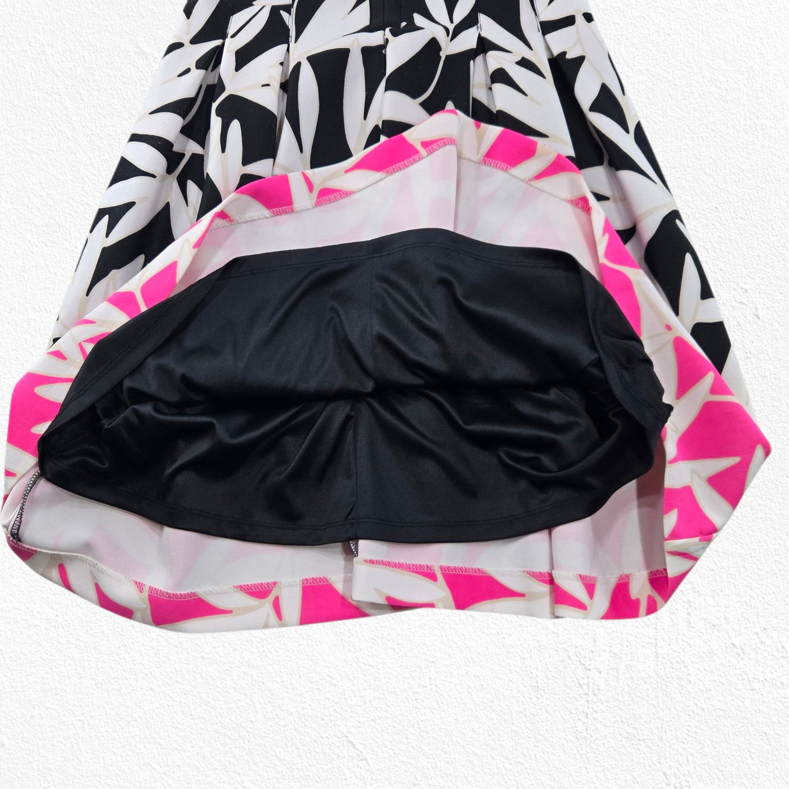 Vince Camuto Vince Camuto Black White Pink Leaf Fit & Flare Dress Size 12 Size XL / US 12-14 / IT 48-50 - 5 Thumbnail