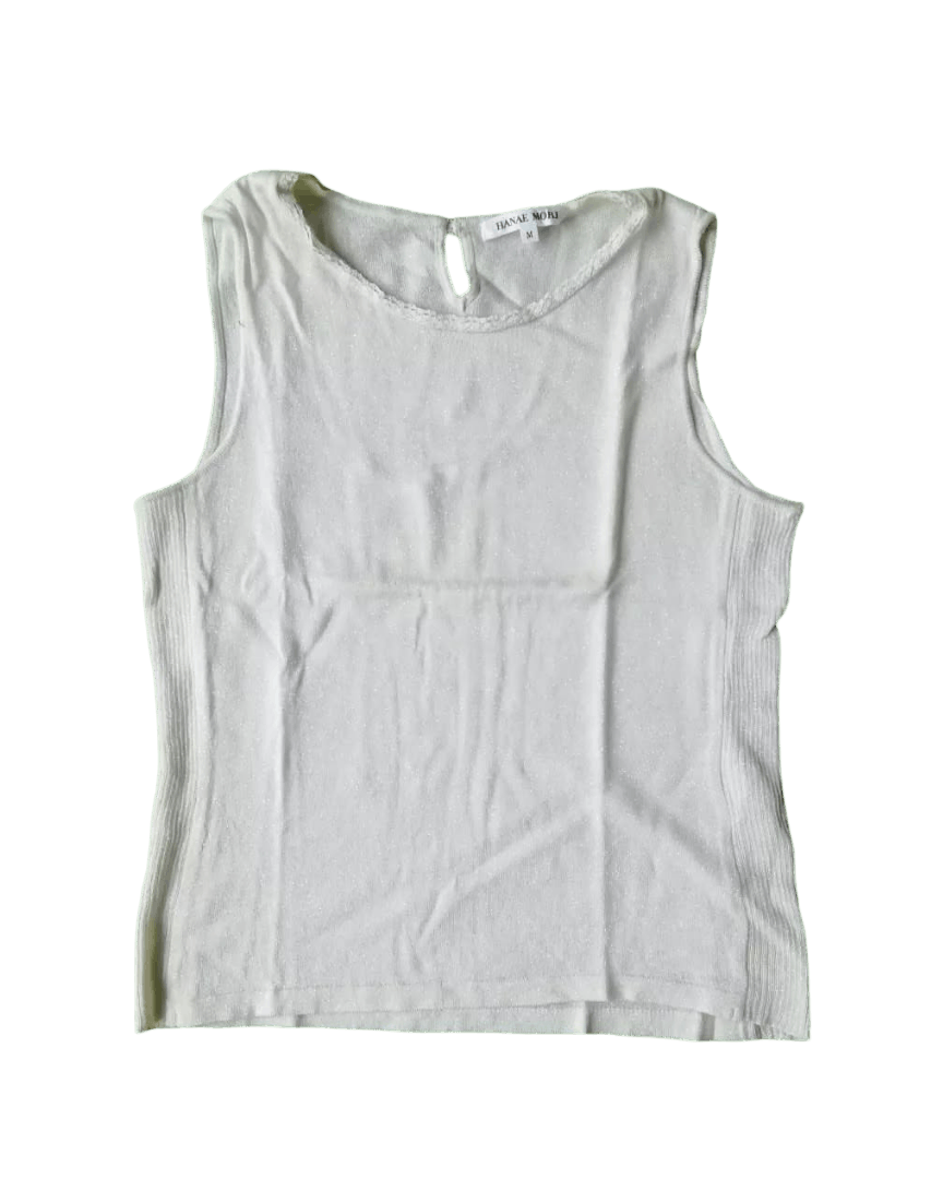Designer × Hanae Mori × Japanese Brand Hanae Mori Basic White Sleeveless Woman Tanktop Size M / US 6-8 / IT 42-44 - 1 Thumbnail