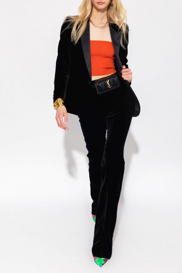 Saint Laurent Paris o1s1wg111124 Ribbed Crop Top in Orange Size XS / US 0-2 / IT 36-38 - 2 Thumbnail
