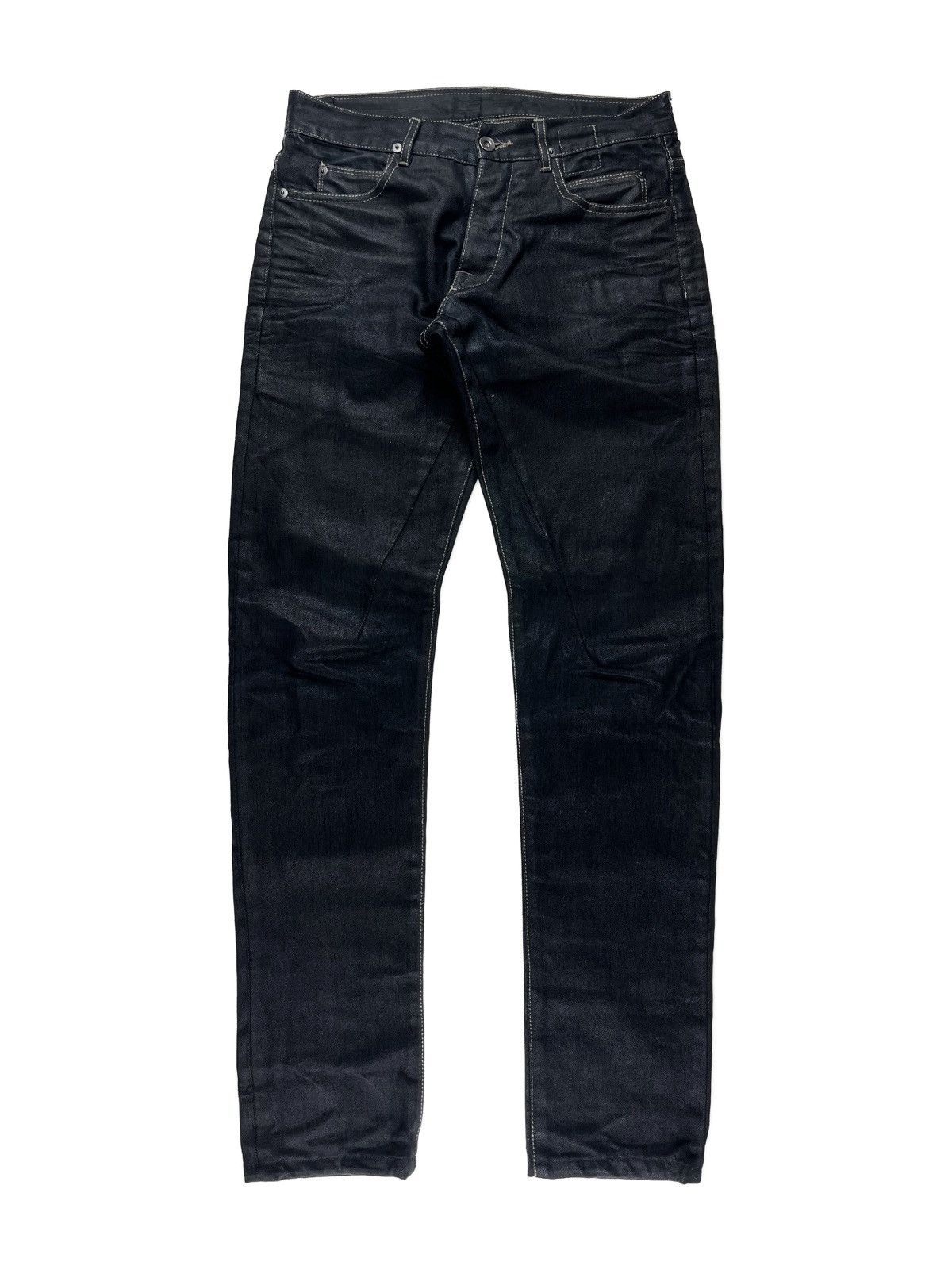 image of Rick Owens Archive Waxed Detroit Denim Jeans in Black, Men's (Size 30)