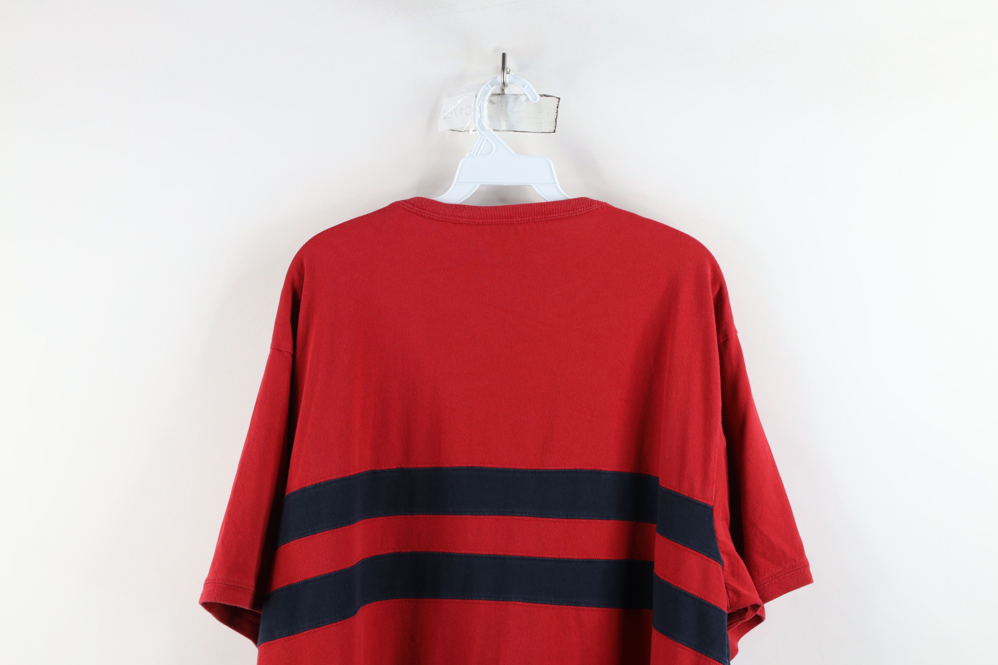 Ralph Lauren × Vintage Vintage 90s Ralph Lauren Block Chain Stitch T-Shirt Red Size US XL / EU 56 / 4 - 10 Thumbnail