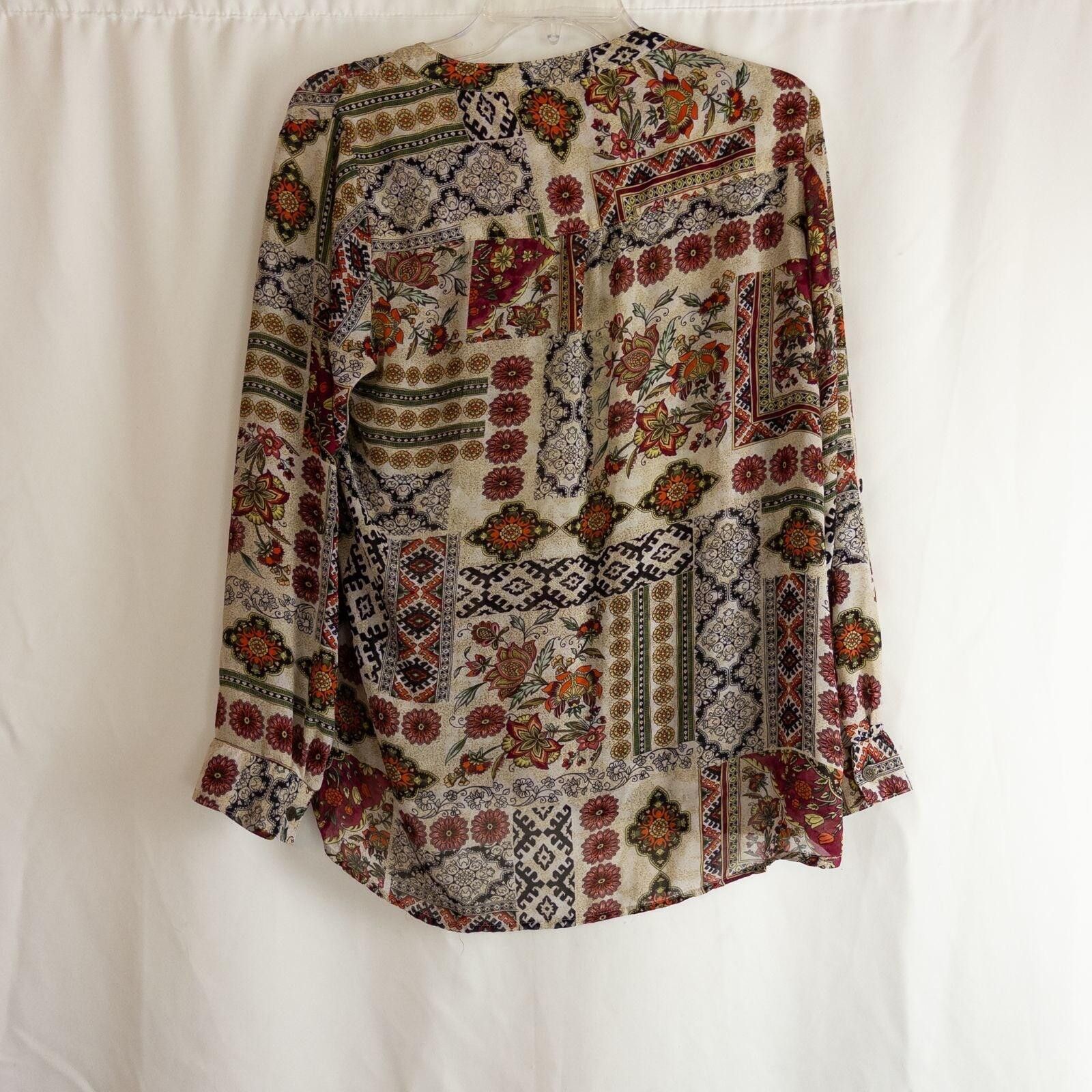 The Unbranded Brand DB Multicolor Floral Patchwork Blouse Womens Medium Size M / US 6-8 / IT 42-44 - 8 Thumbnail