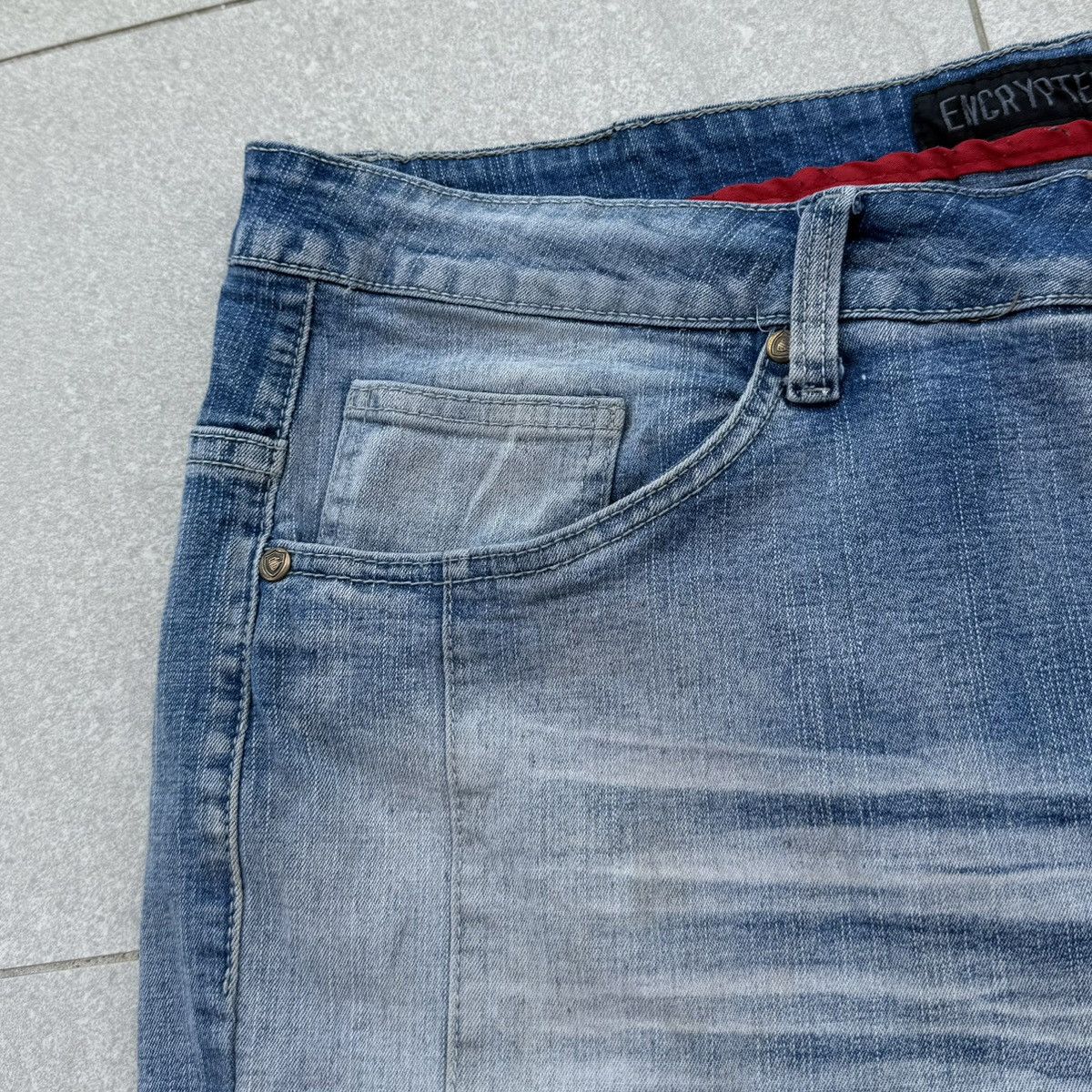 Japanese Brand ENCRYPTED Denim Slim Ripped Stretchable DISTRESSED SLIM-FIT Size US 42 / EU 58 - 8 Thumbnail
