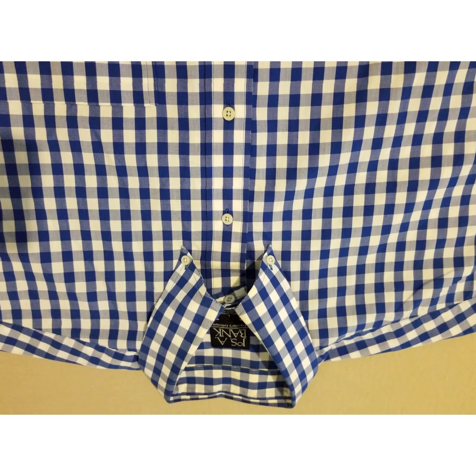 Jos. A. Bank Jos. A. Bank Dress Shirt L Large Blue Button Cotton Mens Size 42R - 2 Thumbnail