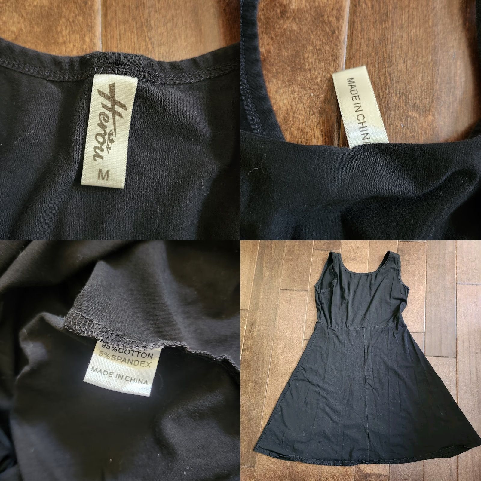 Vintage Herou Dress Women Black Sleeveless M Knee Length Cotton Spandex Solid Pullover Lightweight Casual Travel Summer Spring Fall Size M / US 6-8 / IT 42-44 - 9 Thumbnail