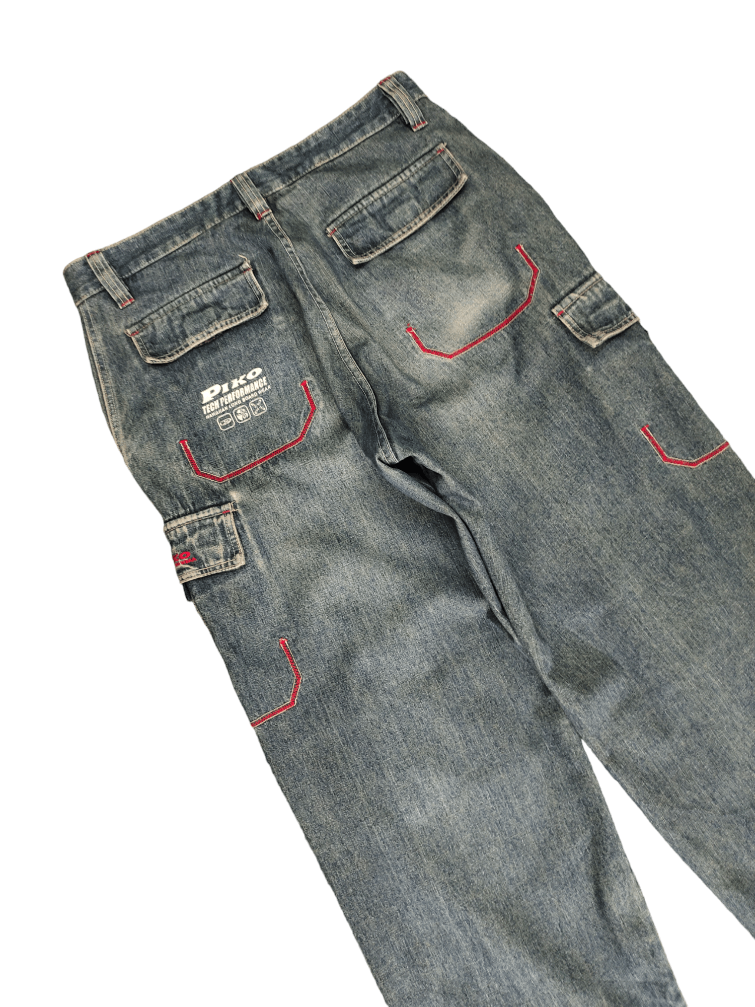 Japanese Brand Baggy Jeans Piko Cargo Wide Leg Denim Y2k Jnco Streetwear Size US 34 / EU 50 - 6 Thumbnail